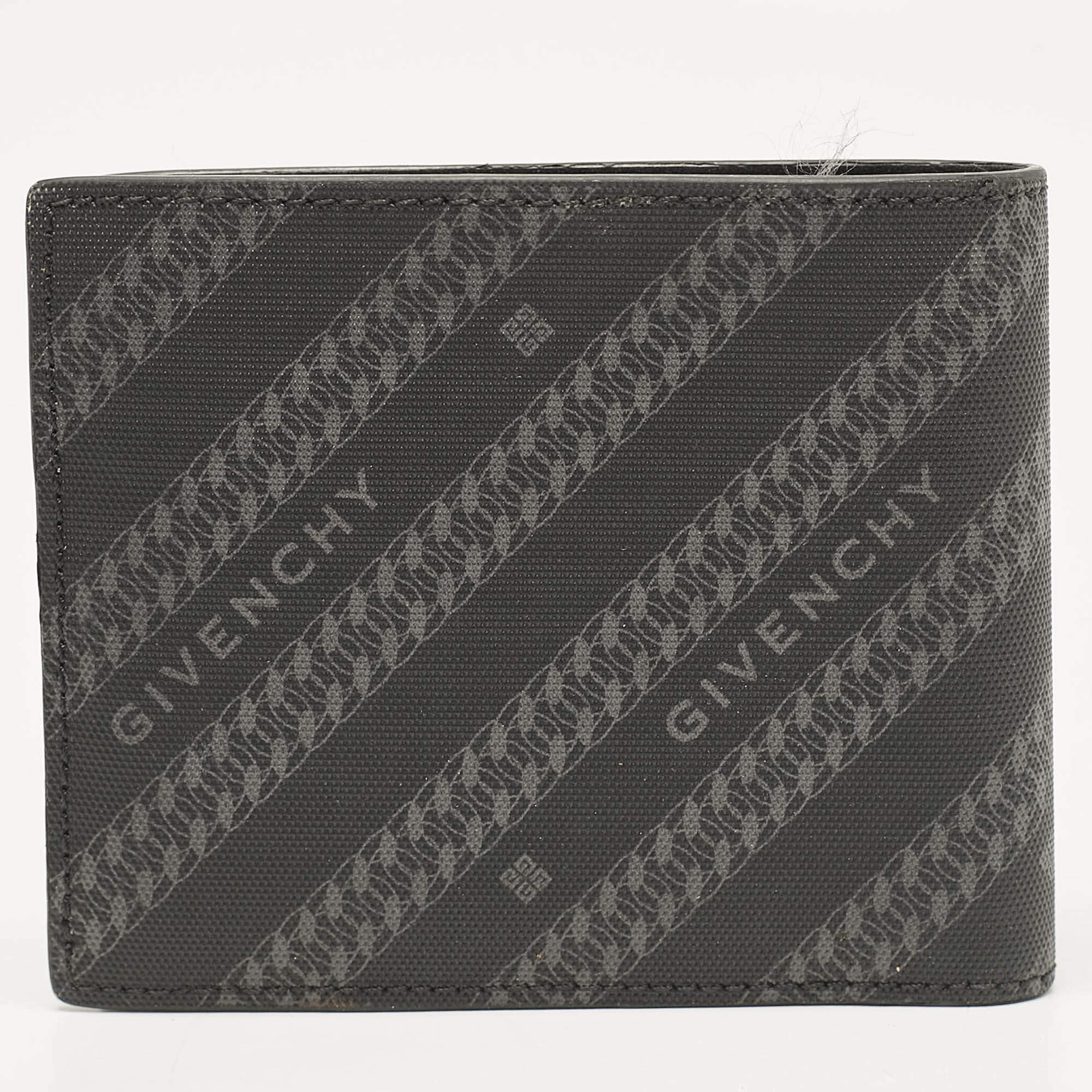 Givenchy Black Nylon Diagonal Logo Bifold Wallet