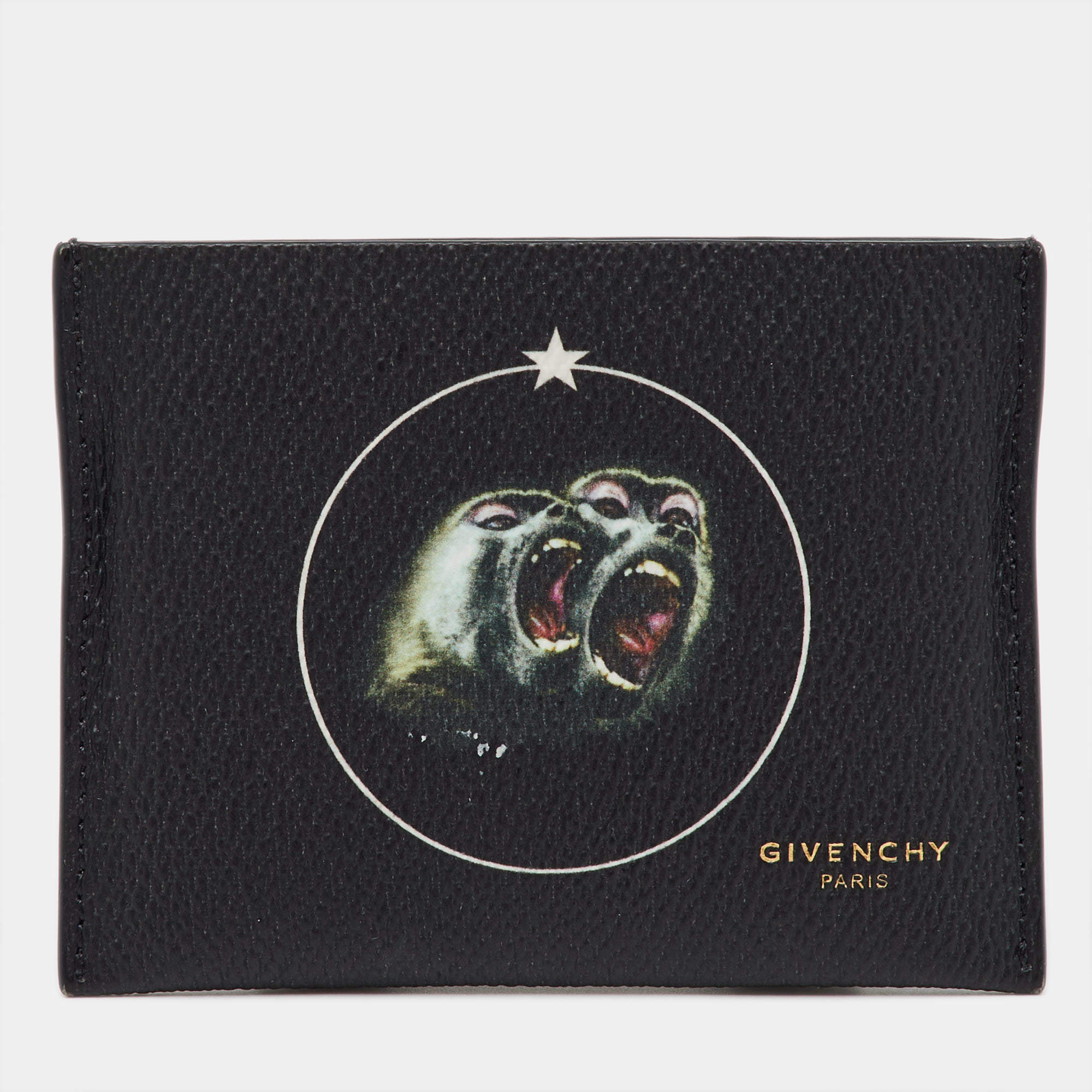 Givenchy Black Leather Monkey Brothers Card Case