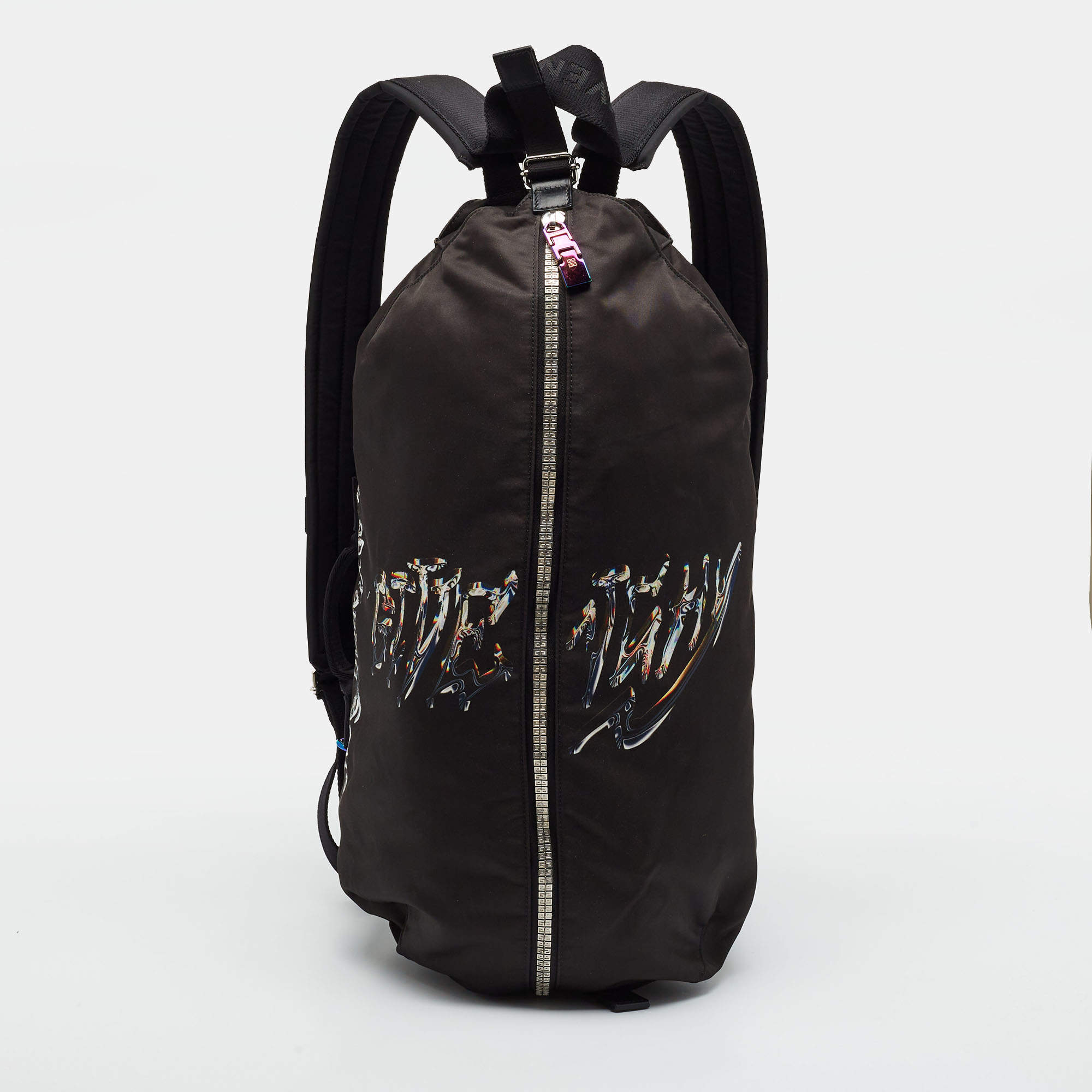 Pre Owned Givenchy x BSTROY G-Zip Black Nylon Printed Backpack