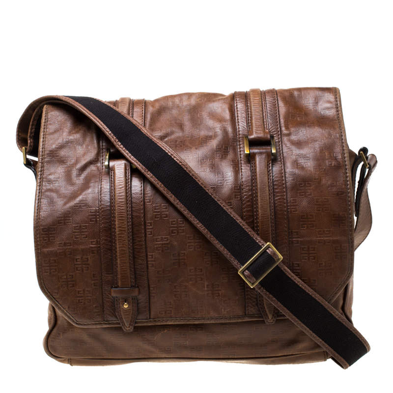Givenchy Brown Signature Leather Messenger Bag