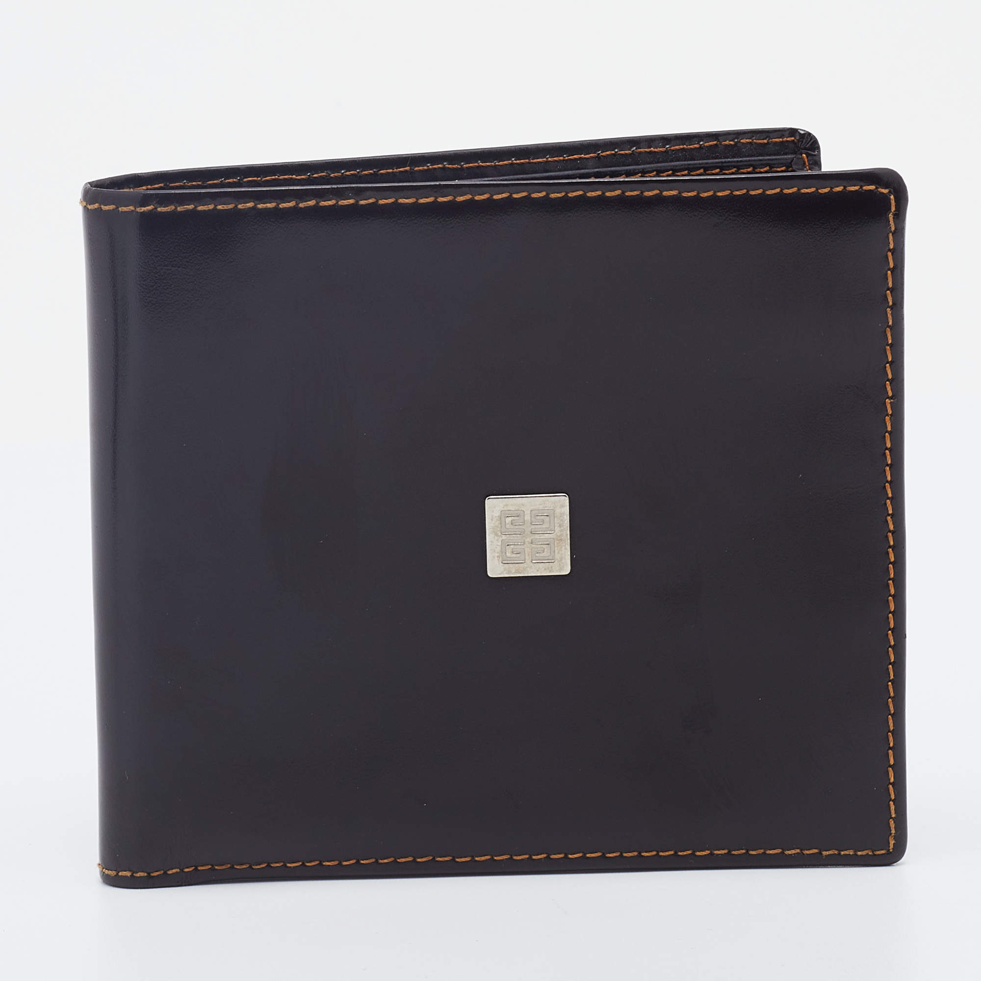 Pre Owned Givenchy Dark Brown Leather Bifold Wallet