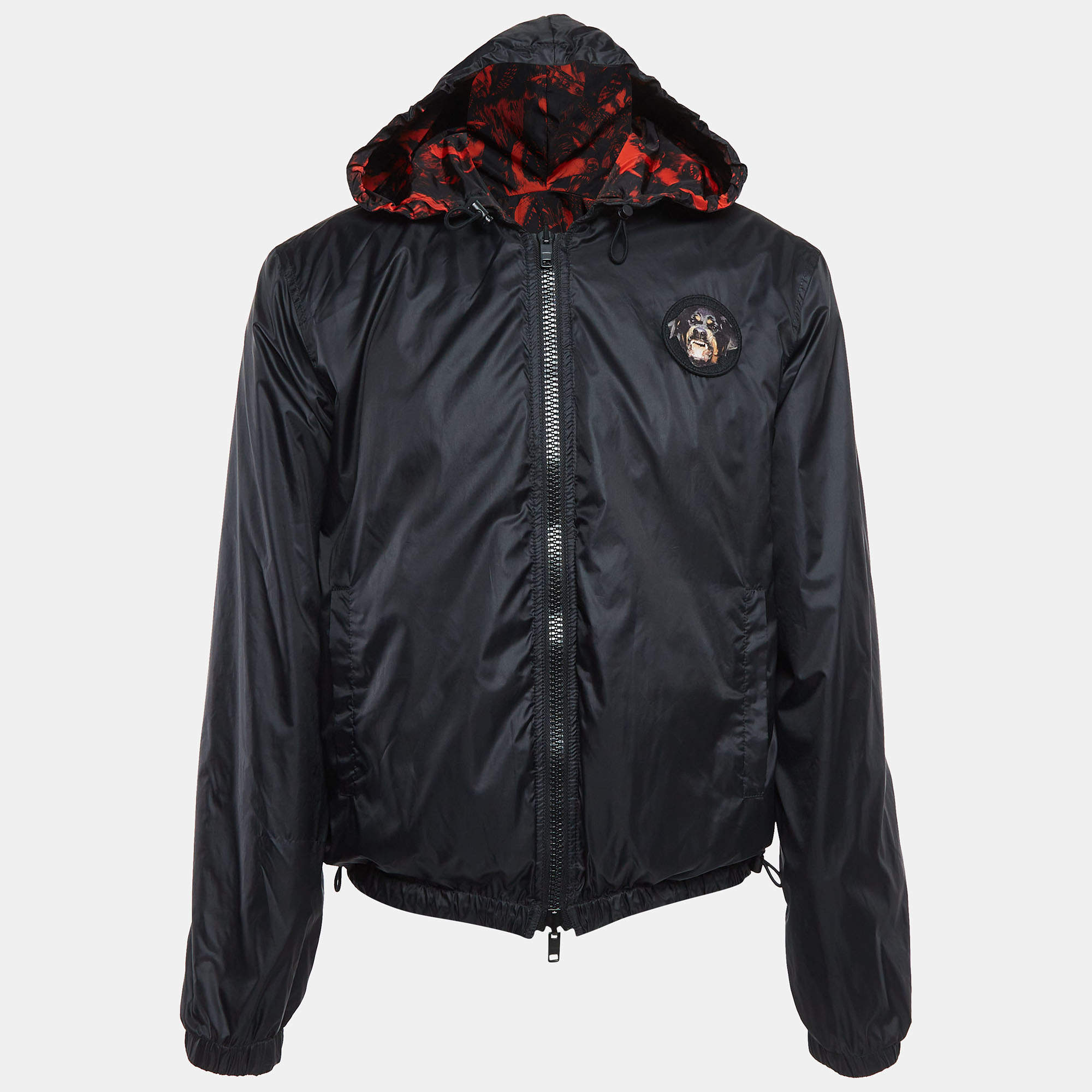 Givenchy Black/Red Rottweiler Print Nylon Reversible Jacket M