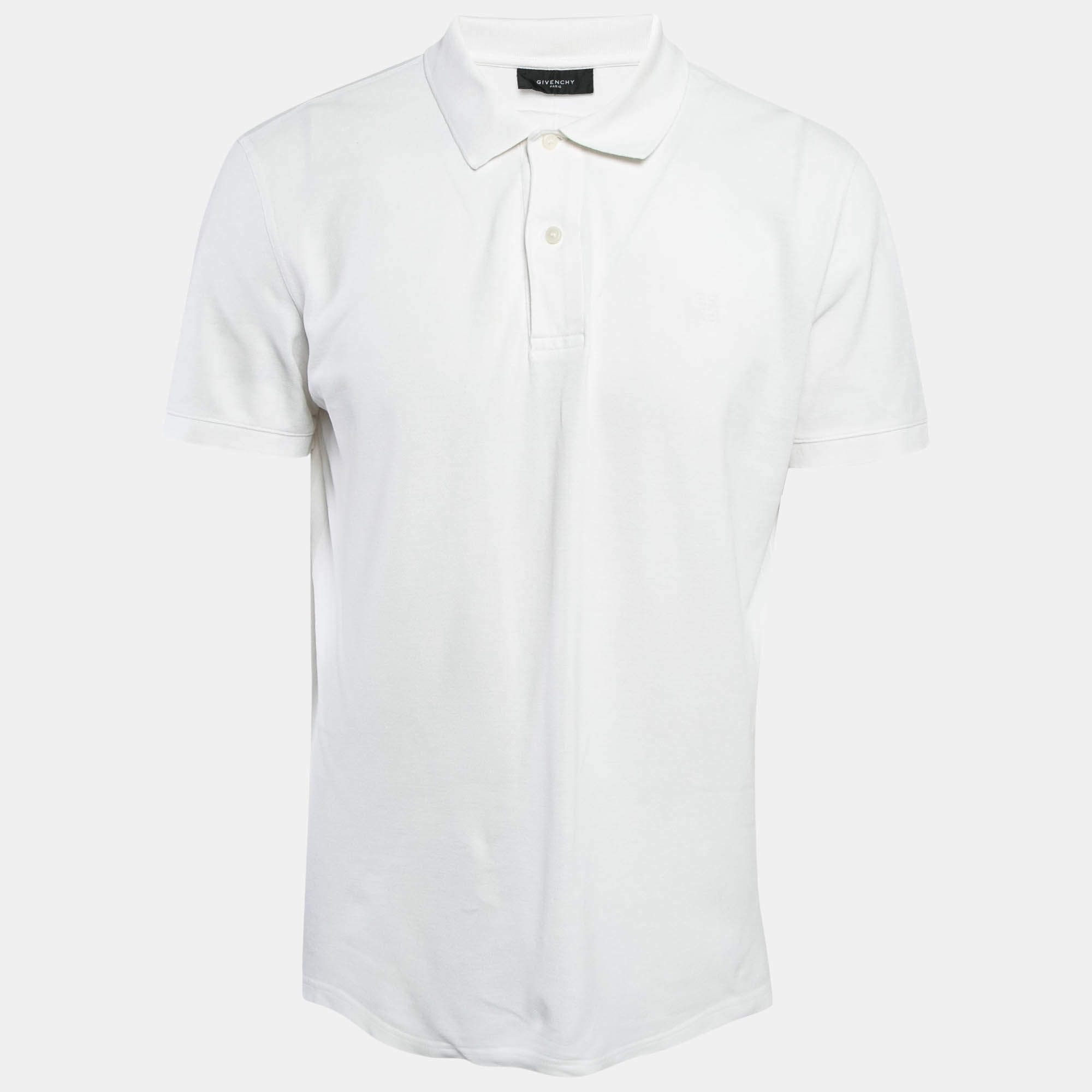 مملوكة مسبقًا Givenchy White Cotton Polo T-Shirt XL