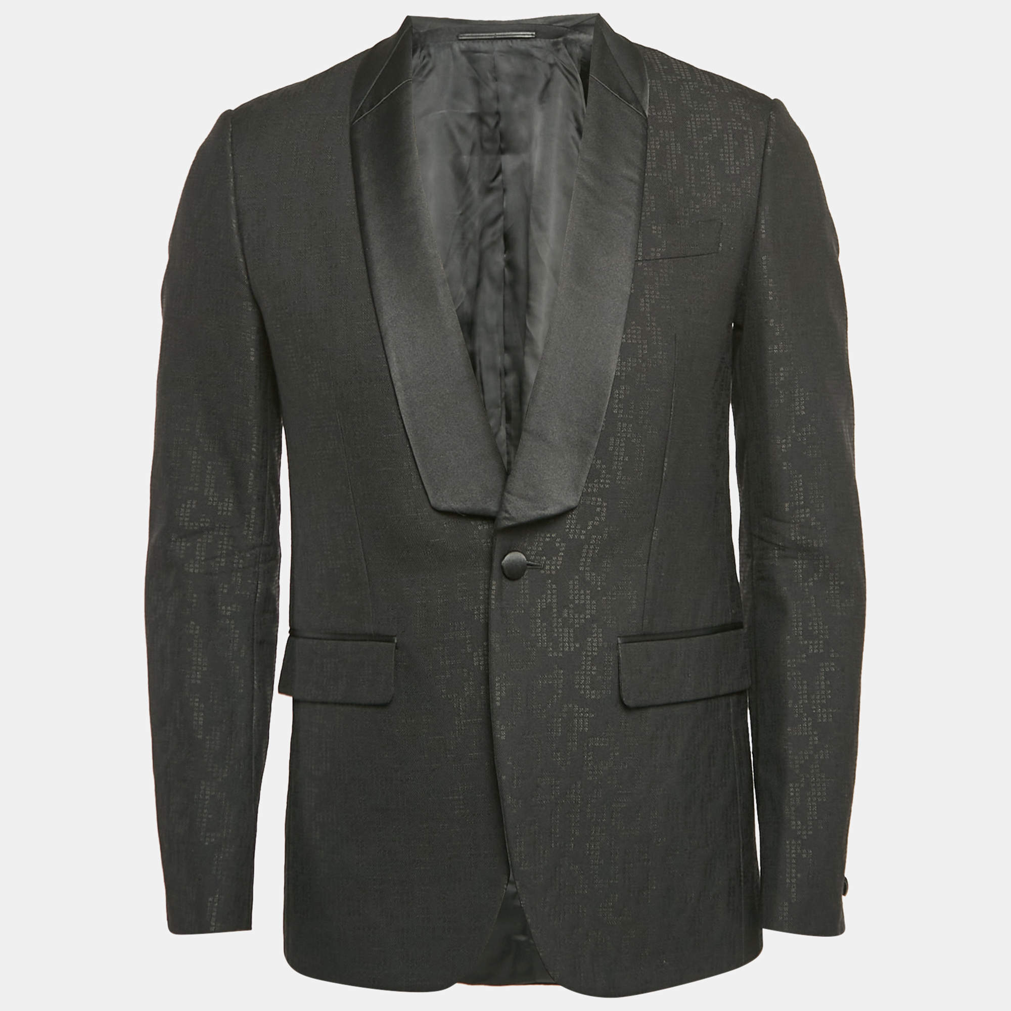 Givenchy Black Patterned Wool Blend Blazer S