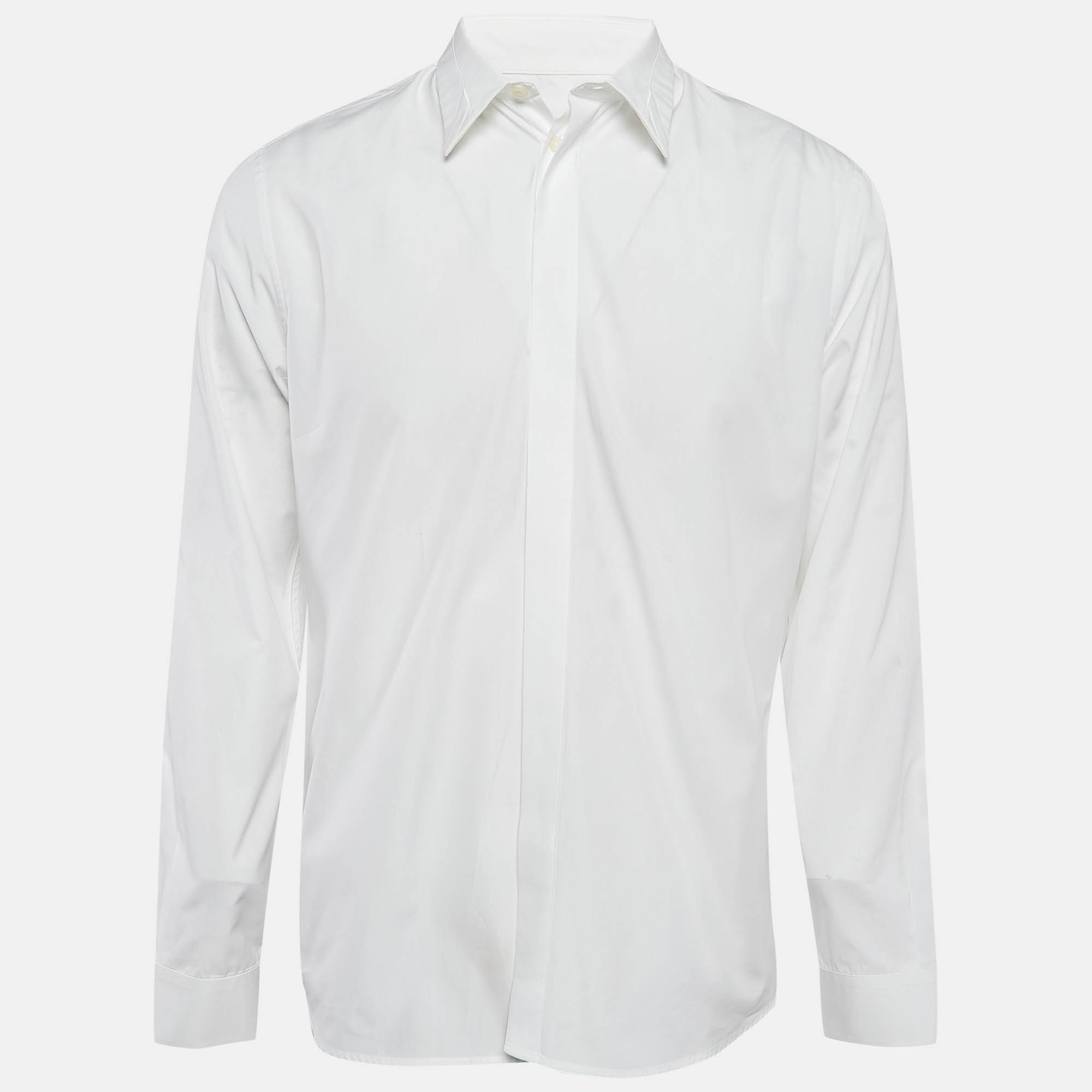 Givenchy White Cotton Collar Detail Shirt XL