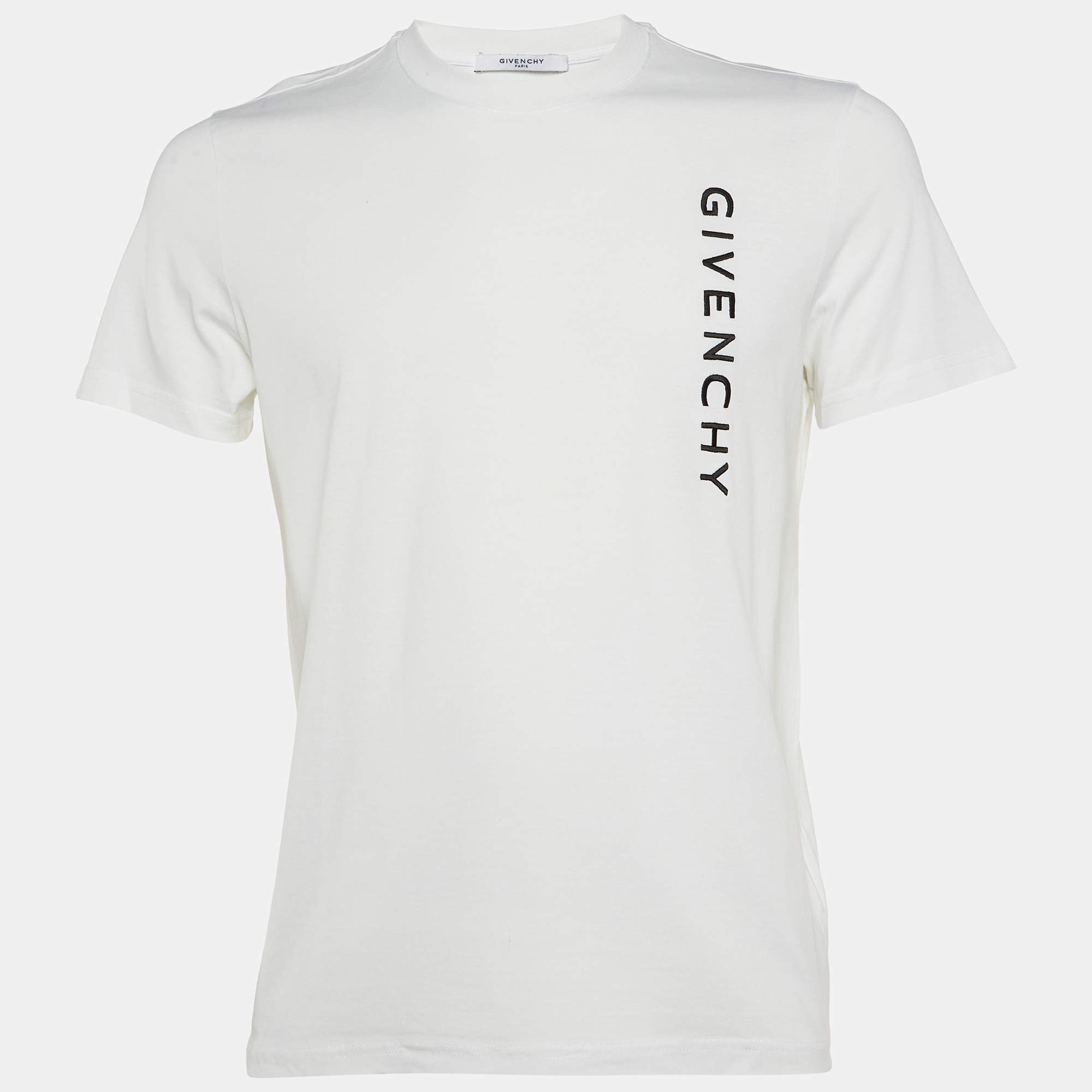 Givenchy White Logo Embroidery Cotton Crewneck T-Shirt S
