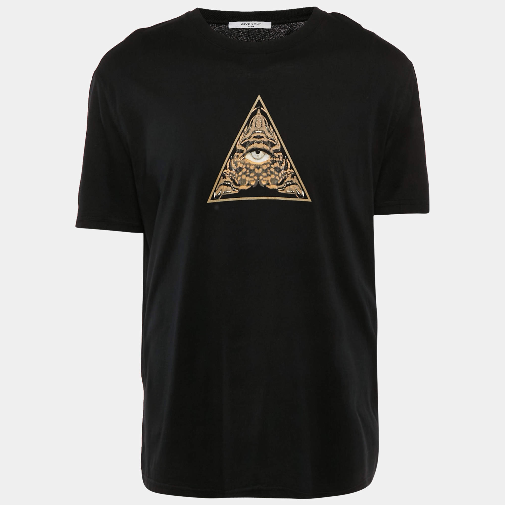 Pre Owned Givenchy Black One-Eye Print Cotton Crew Neck T-Shirt XXL
