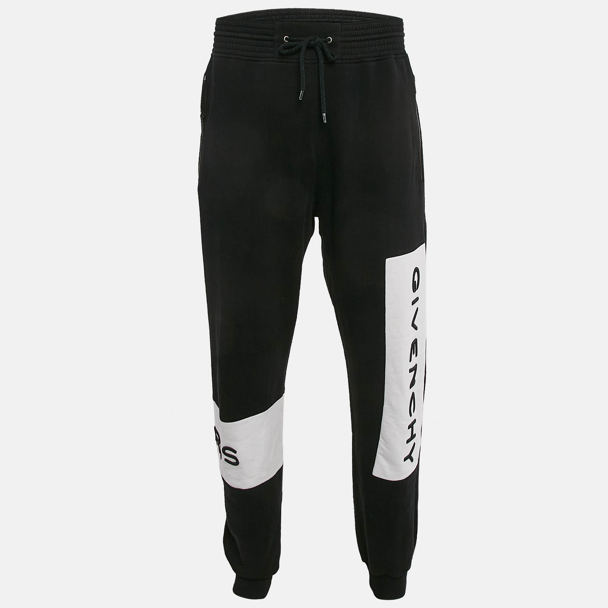Givenchy Black Logo Embroidered Cotton Sweatpants L
