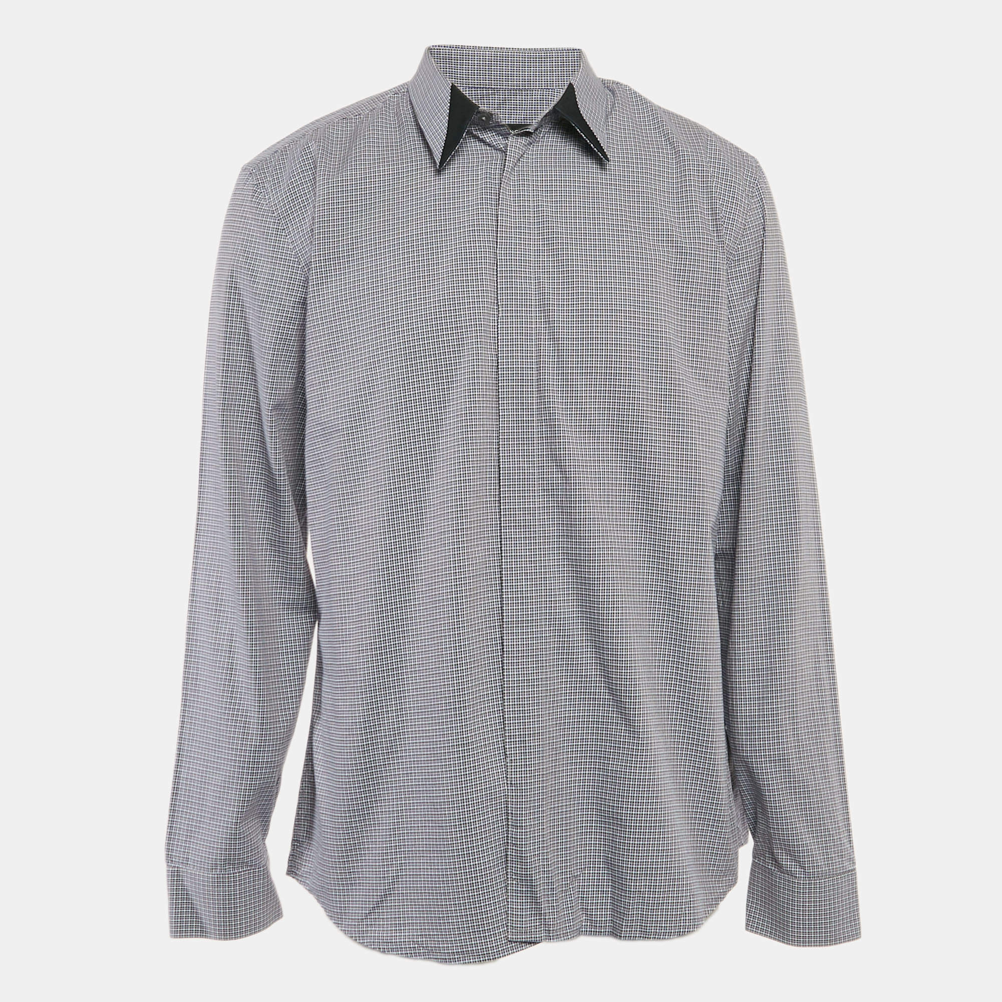 Givenchy Blue/Multicolor Gingham Cotton Button Front Shirt XXXL