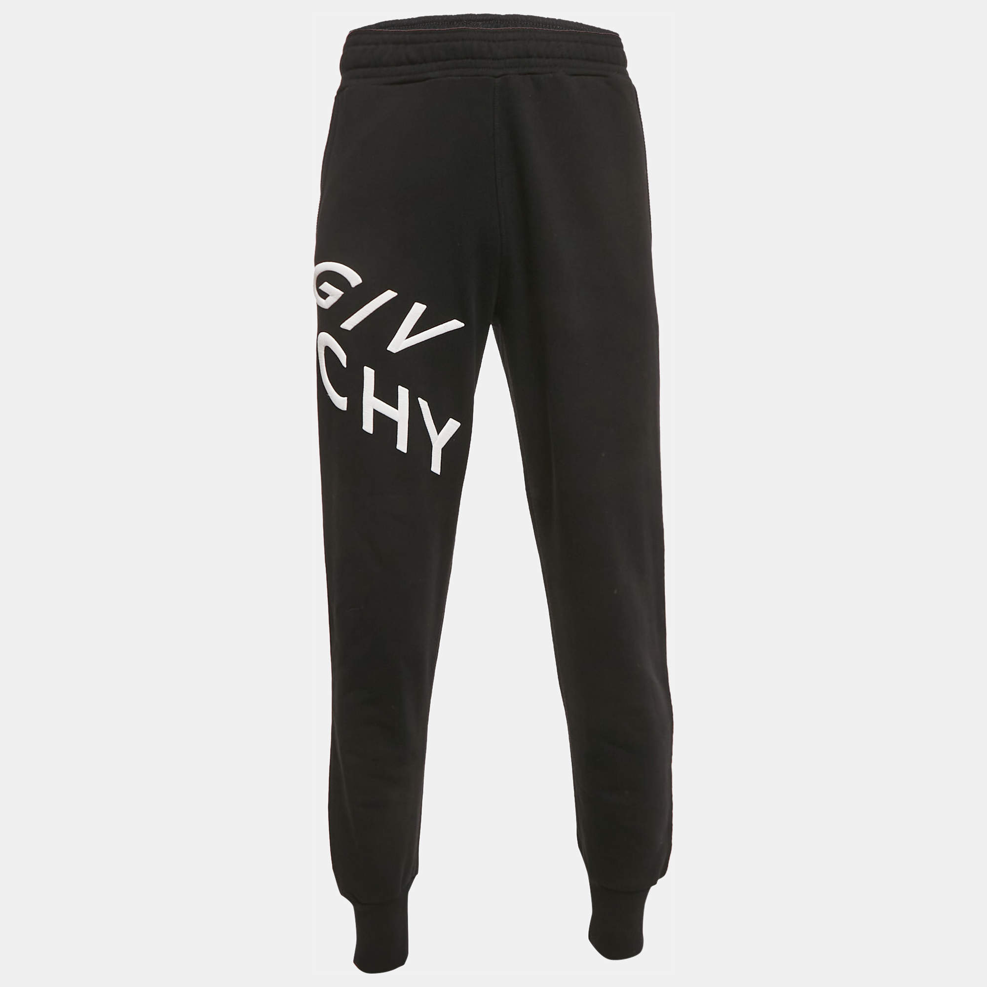 Givenchy Black Logo Embroidery Cotton Knit Joggers S