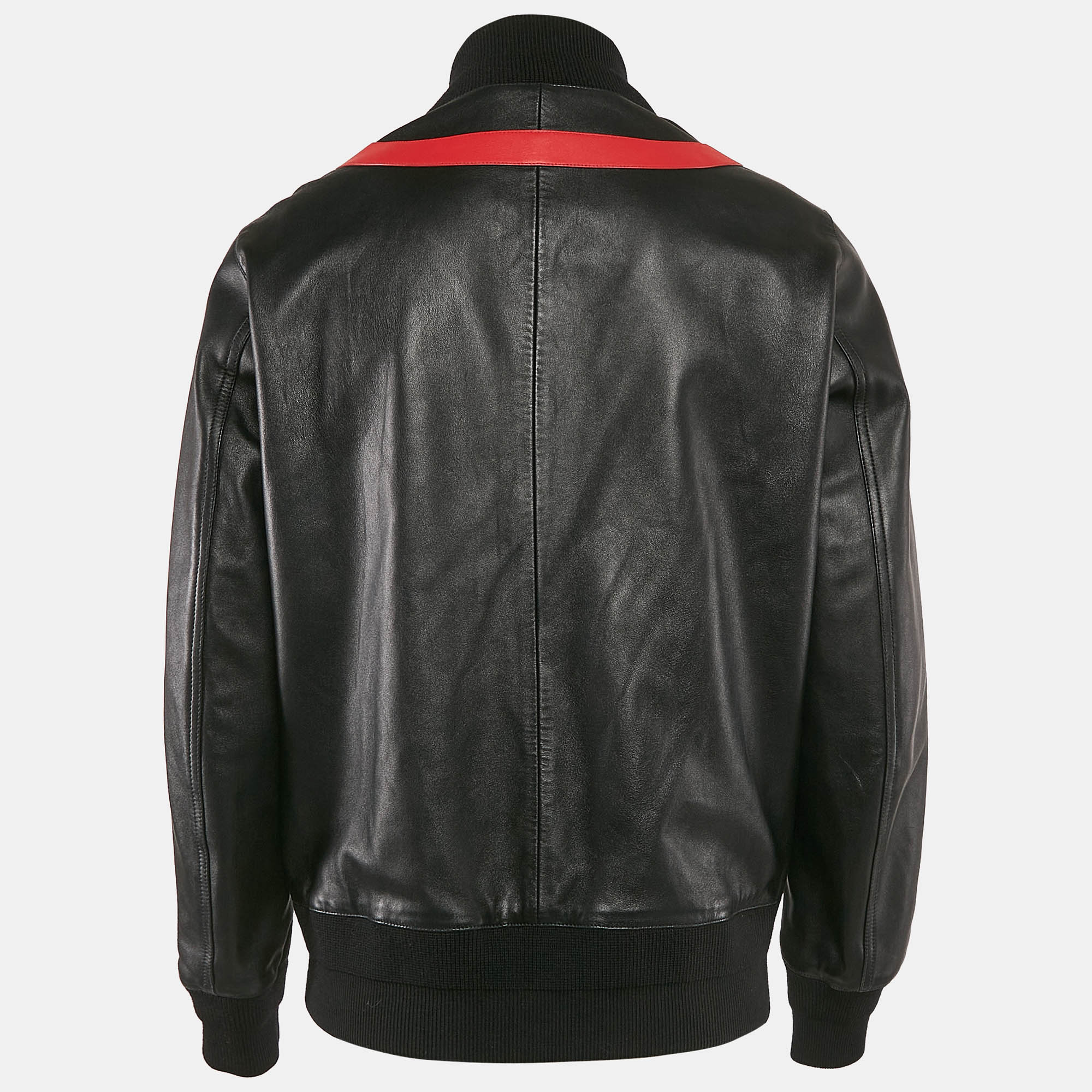 GIVENCHY レザージャケット Givenchy Black Star Applique Leather Bomber Jacket L