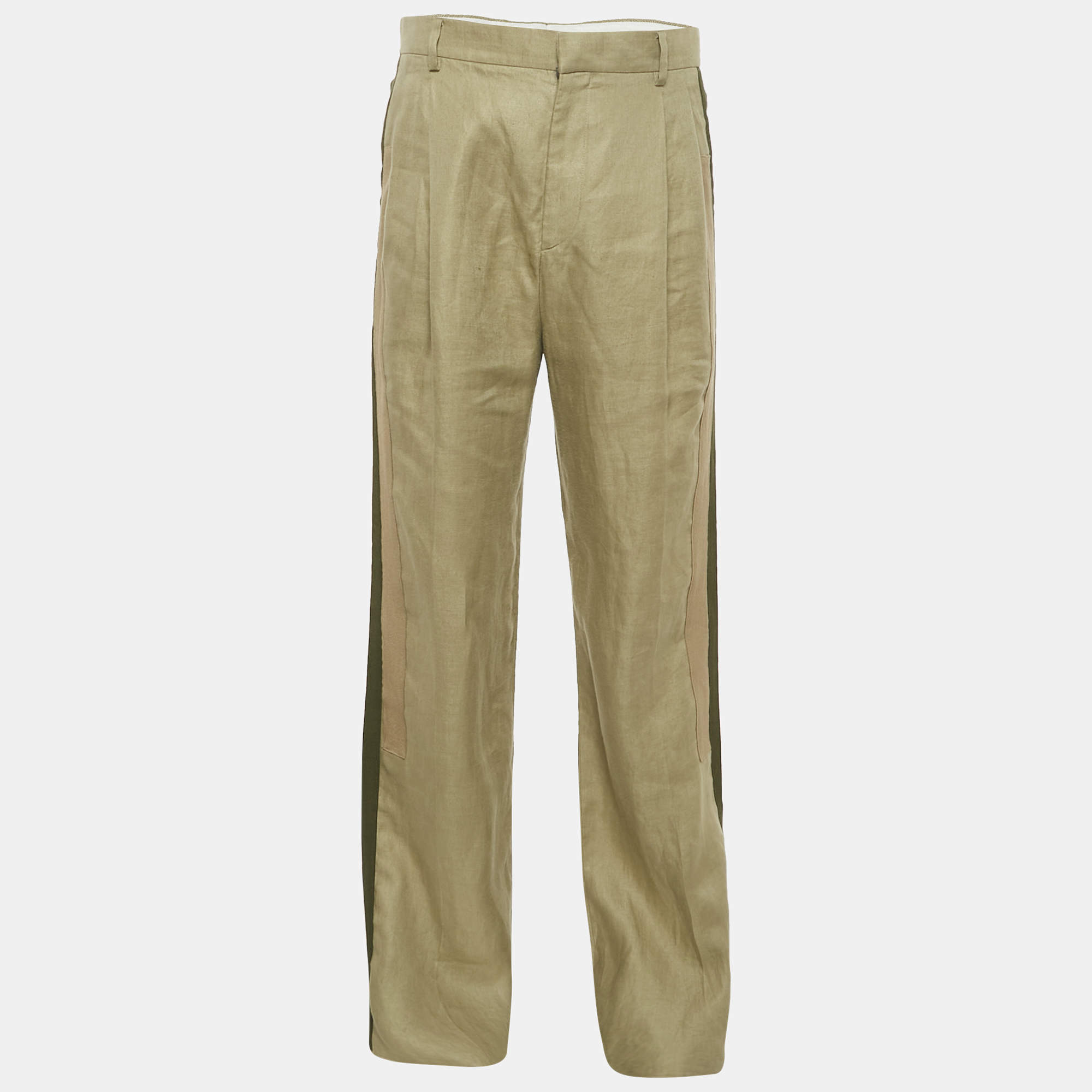 Givenchy Green Linen Panelled Trousers M