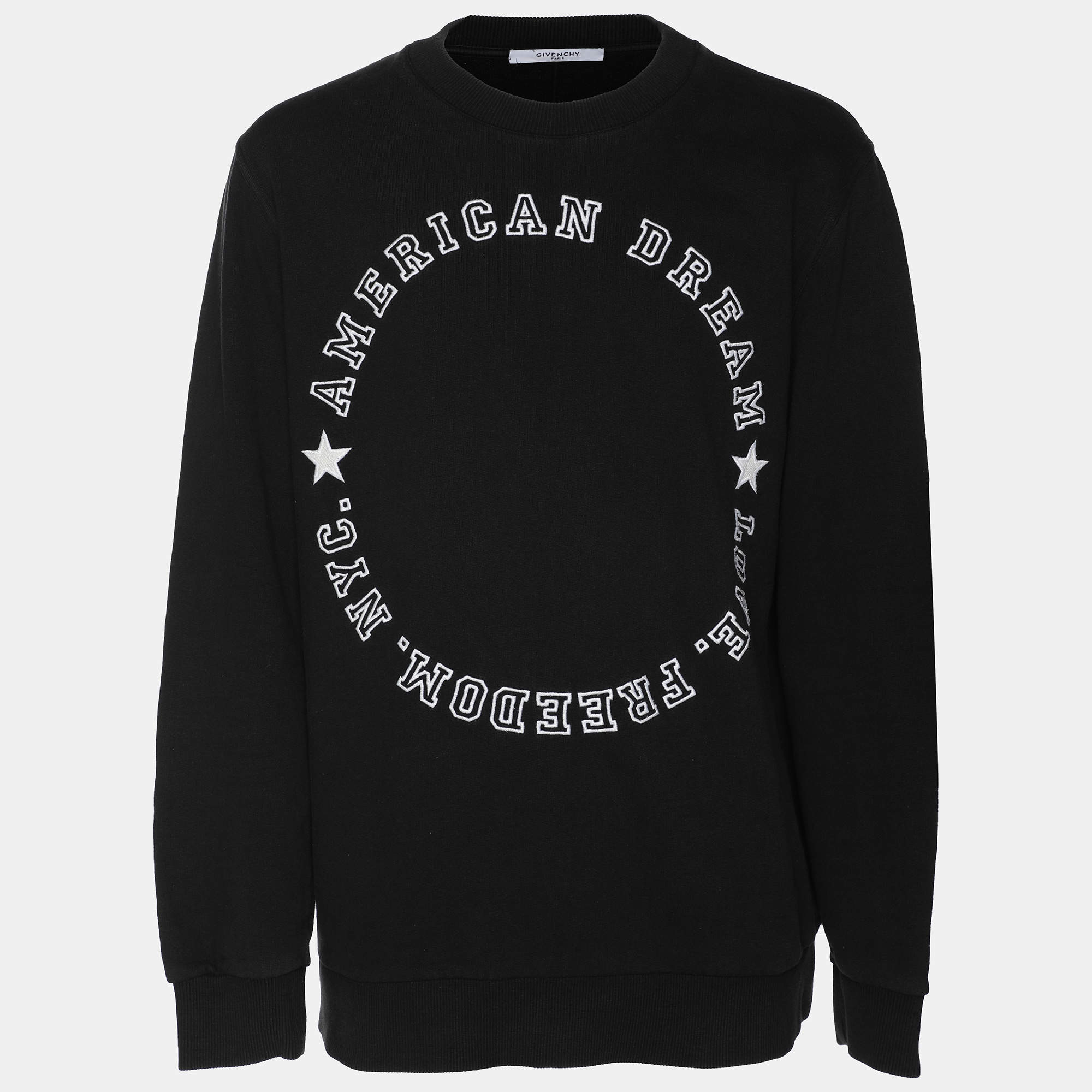 Givenchy Black Cotton American Dream Varsity Text Sweatshirt M