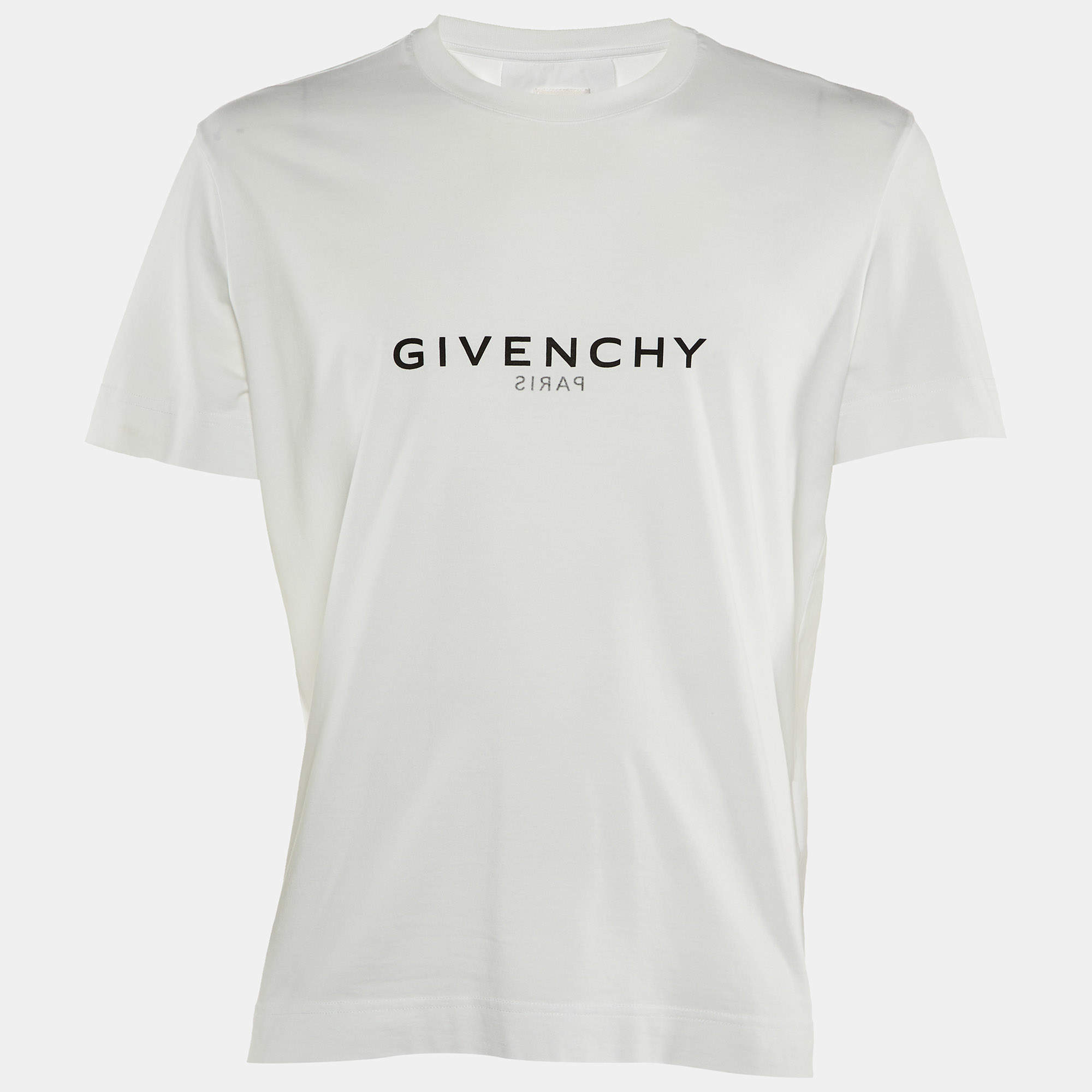 Givenchy White Reverse Logo Cotton Slim Fit T-Shirt L