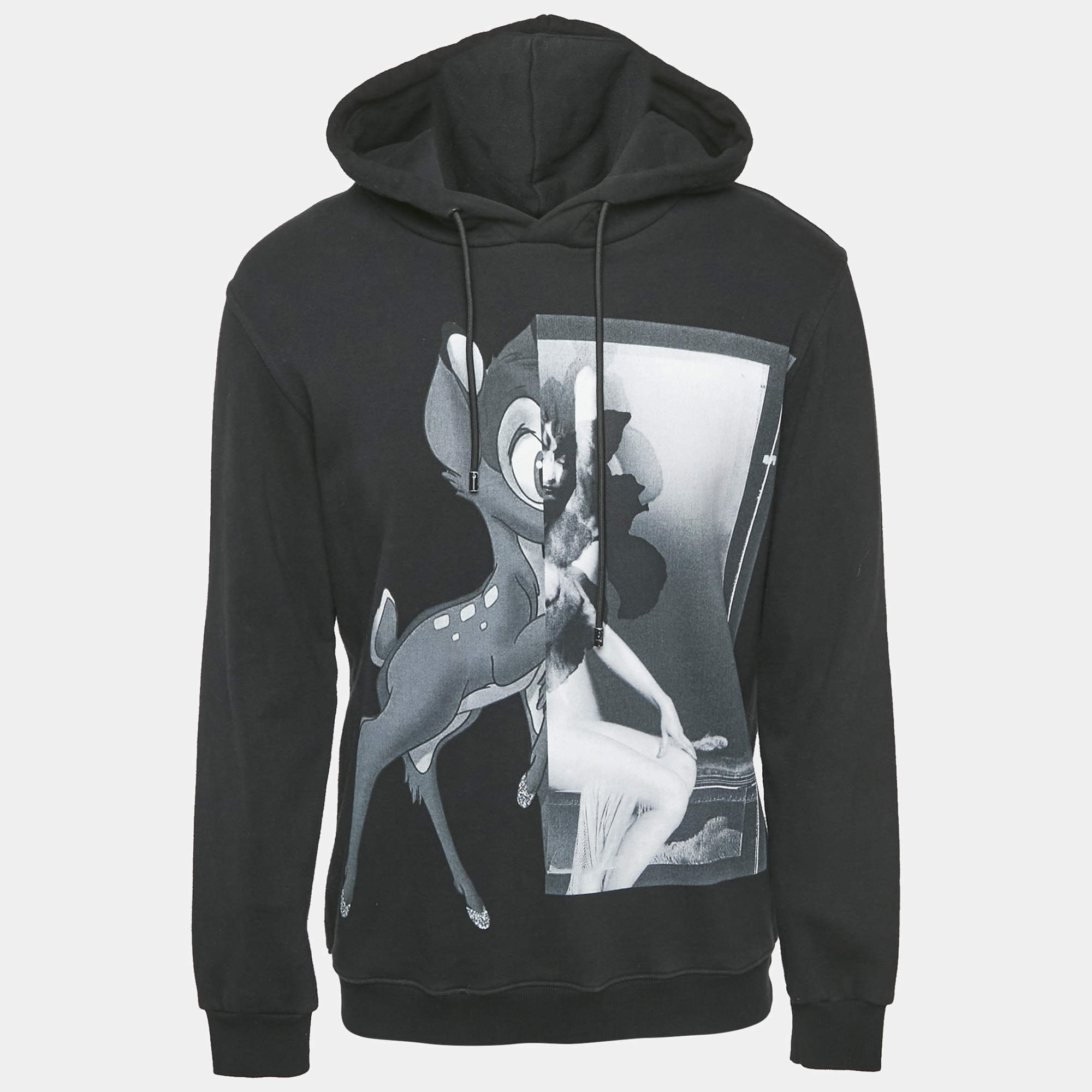 Givenchy Black Printed Cotton Hooded Sweatshirt M