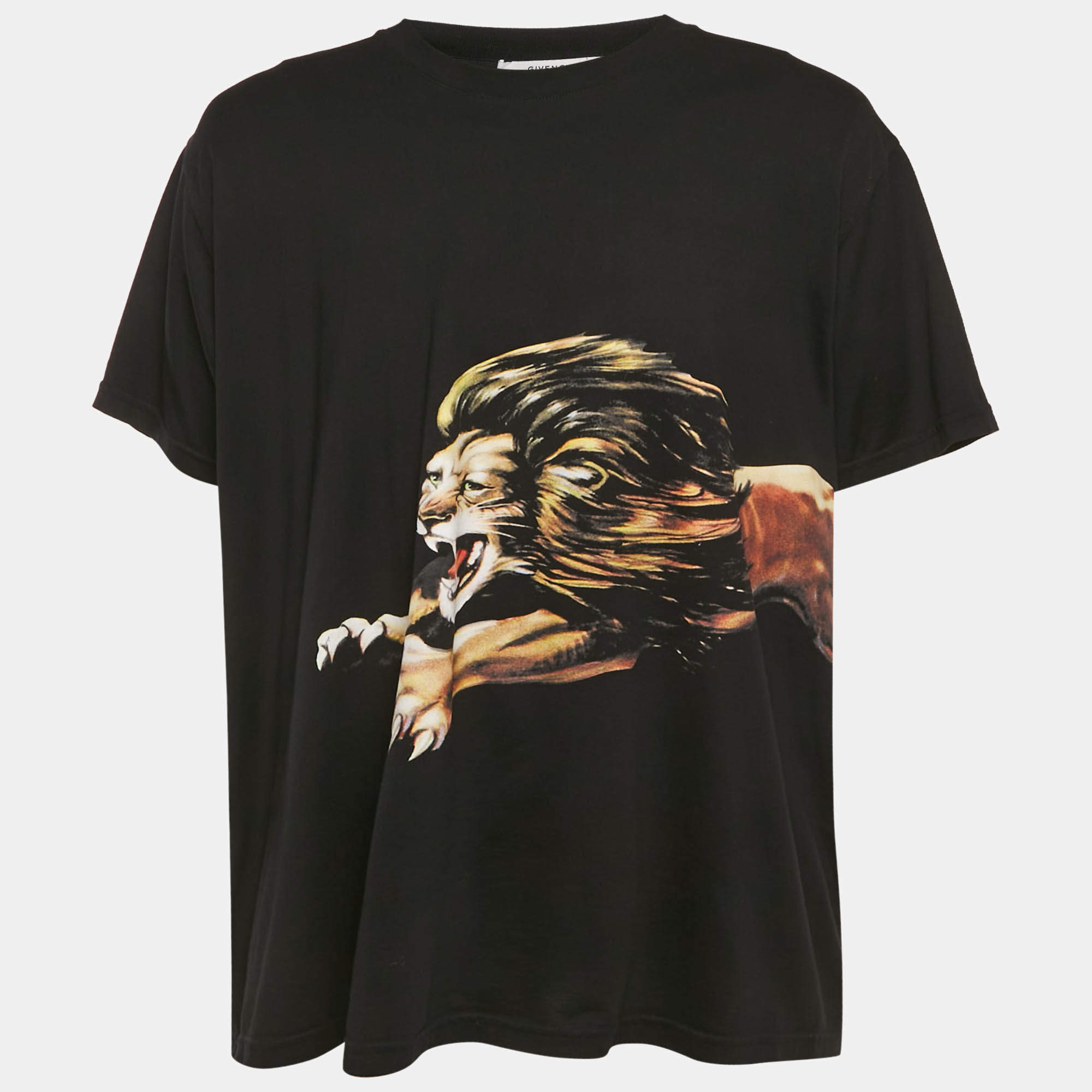 Pre Owned تي شيرت جيفنشي قطن بطبعة نمر أسود مقاس كبير جداً جداً