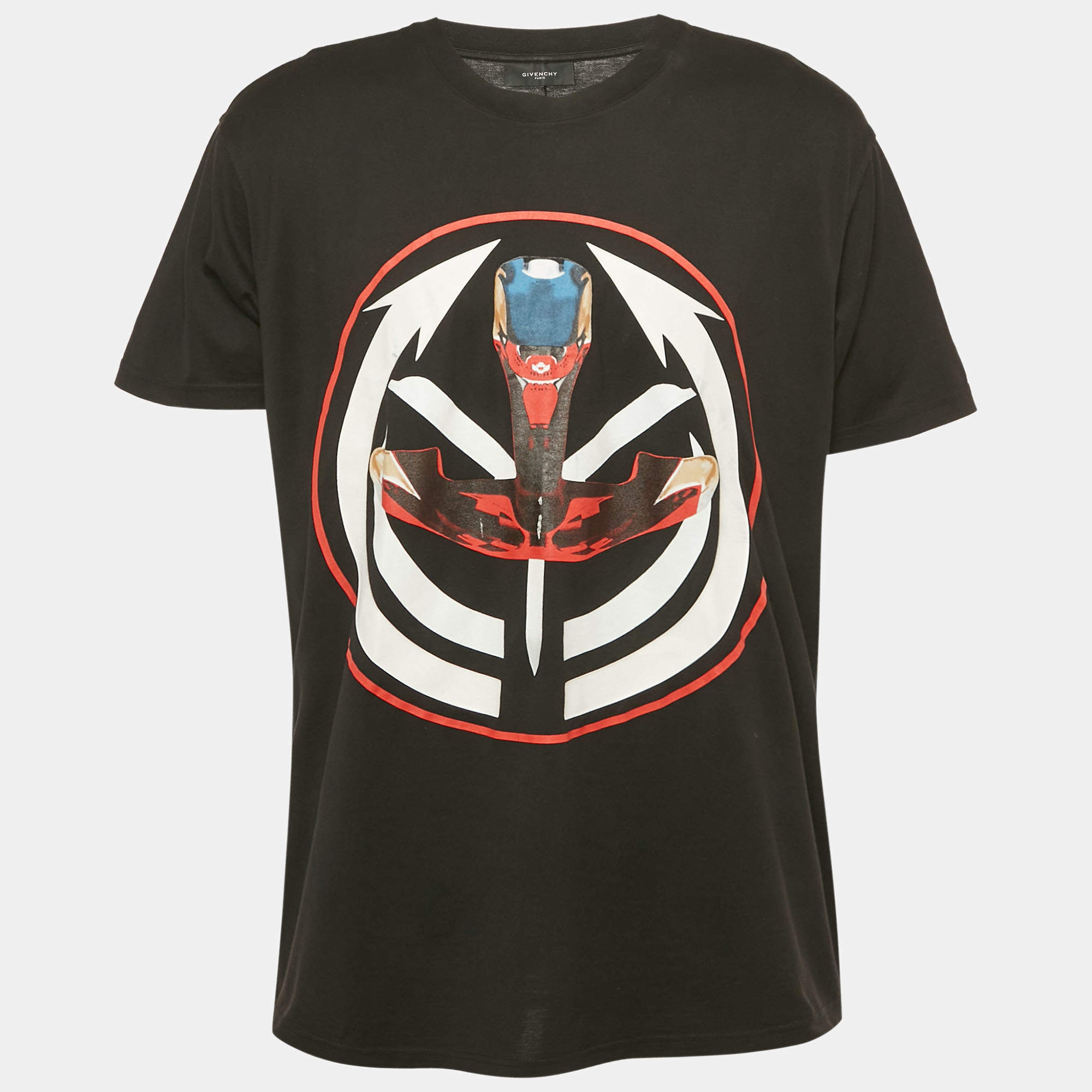 Pre Owned Givenchy Black Printed Jersey Crewneck T-Shirt S