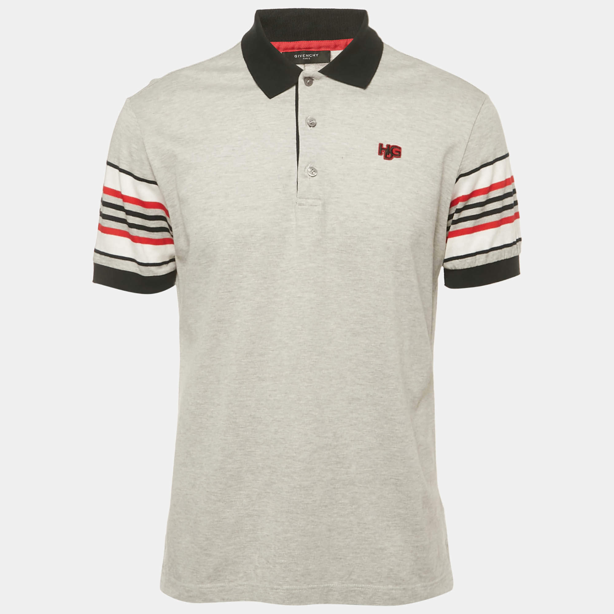 Pre Owned Givenchy Grey Cotton Pique Polo T-Shirt L