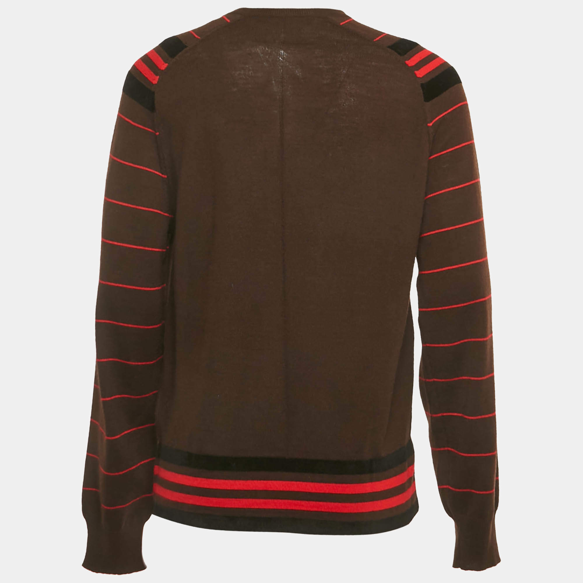 Givenchy Black/White Cotton Knit Logo Embroidered Crew Neck