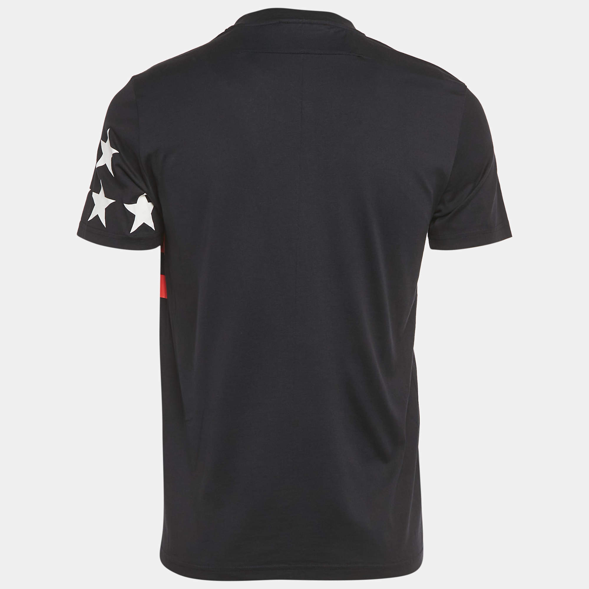 Givenchy Black Distressed Cotton & Mesh Inset Logo Printed T