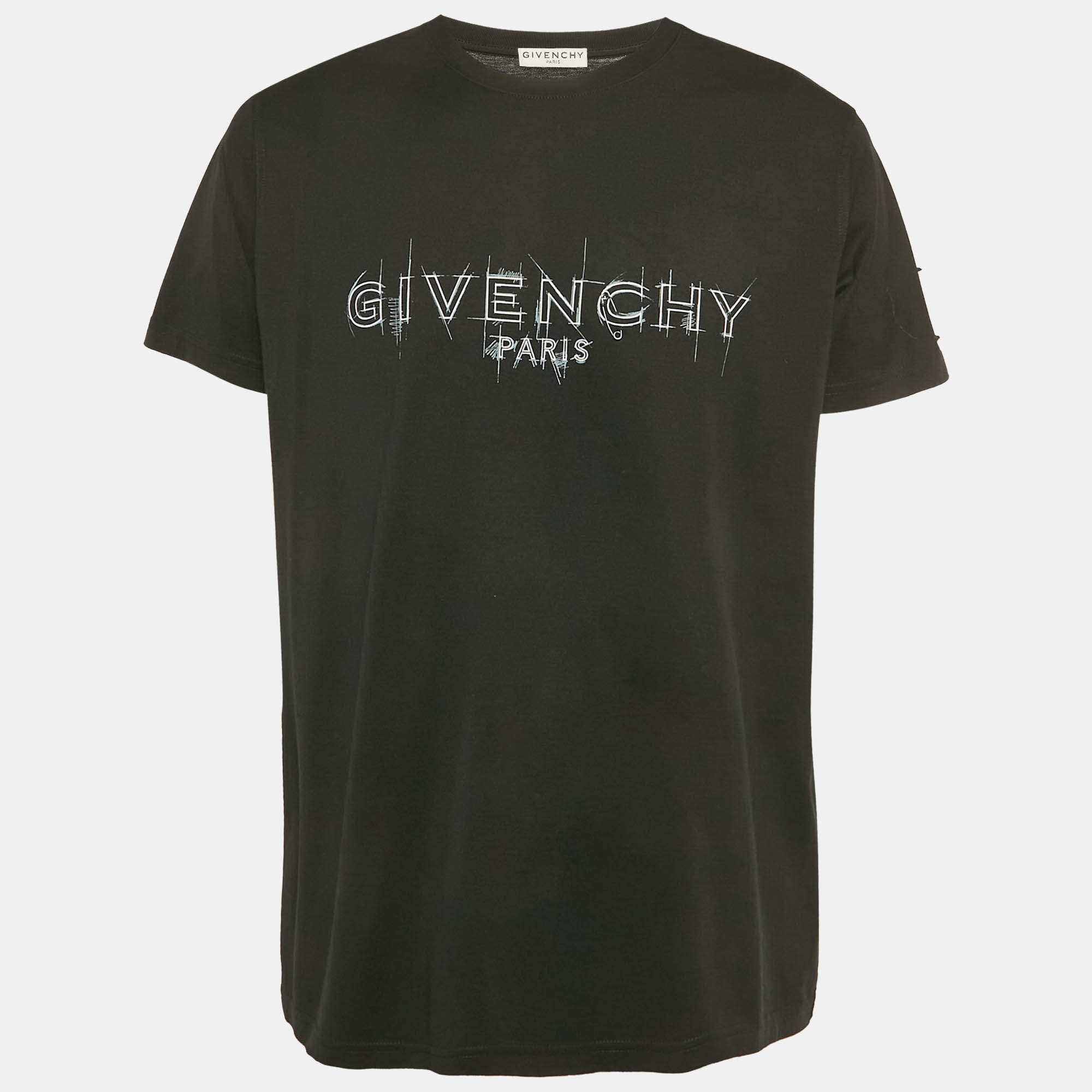 Pre Owned Givenchy Black Logo Print Jersey Loose Fit T-Shirt S