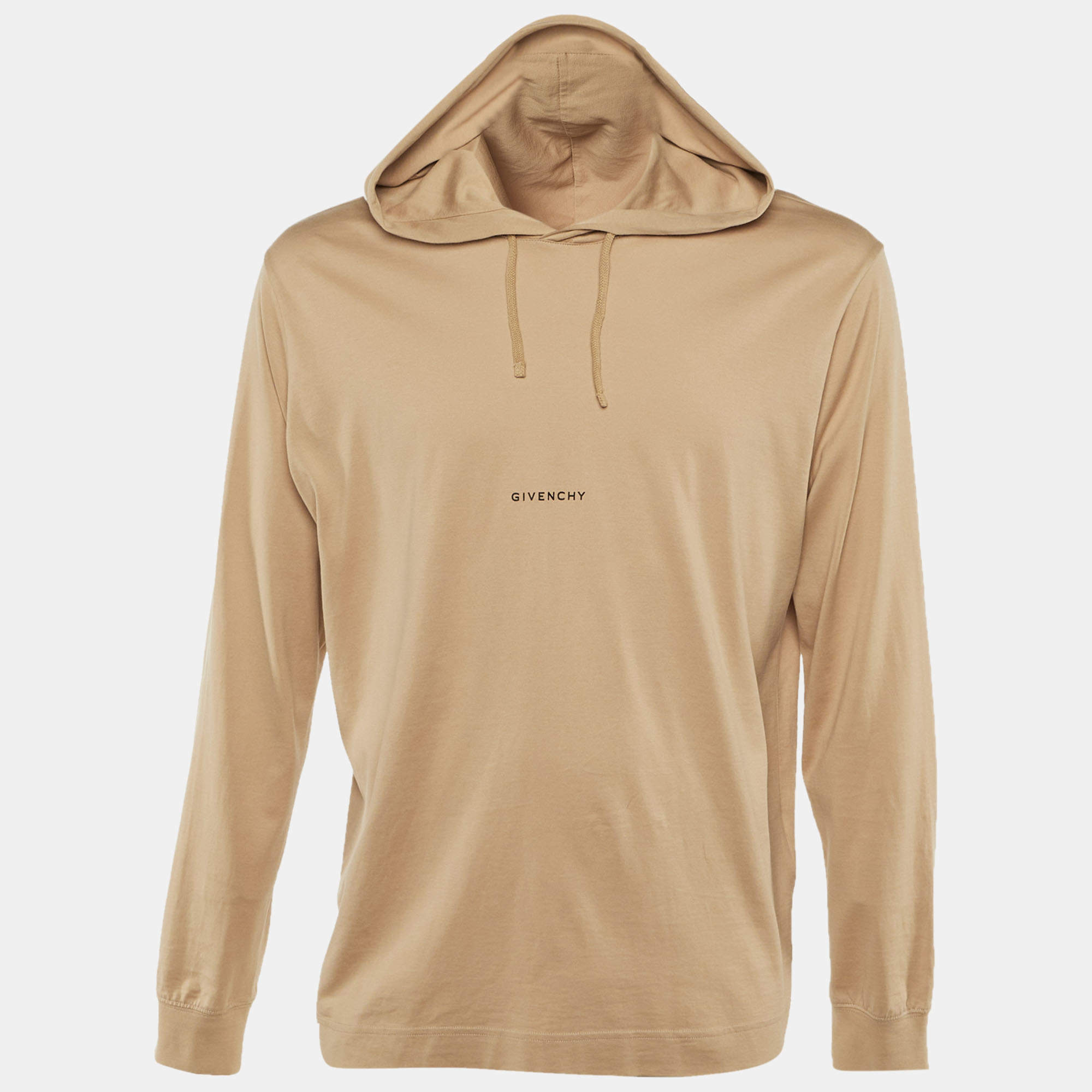 Pre Owned Givenchy Beige Logo Print Cotton Hoodie S