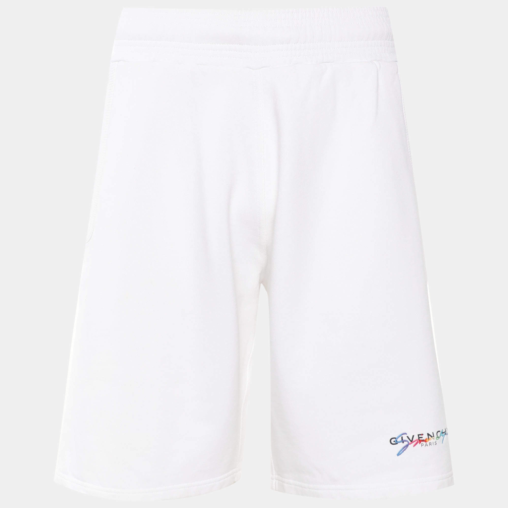مملوكة مسبقًا Givenchy White Cotton Logo Embroidered Short XS
