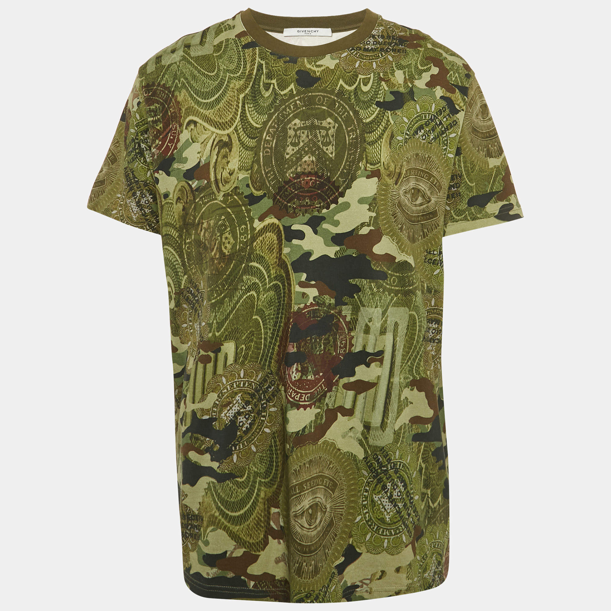 Pre Owned Givenchy Green Camouflage Print Jersey T-Shirt S