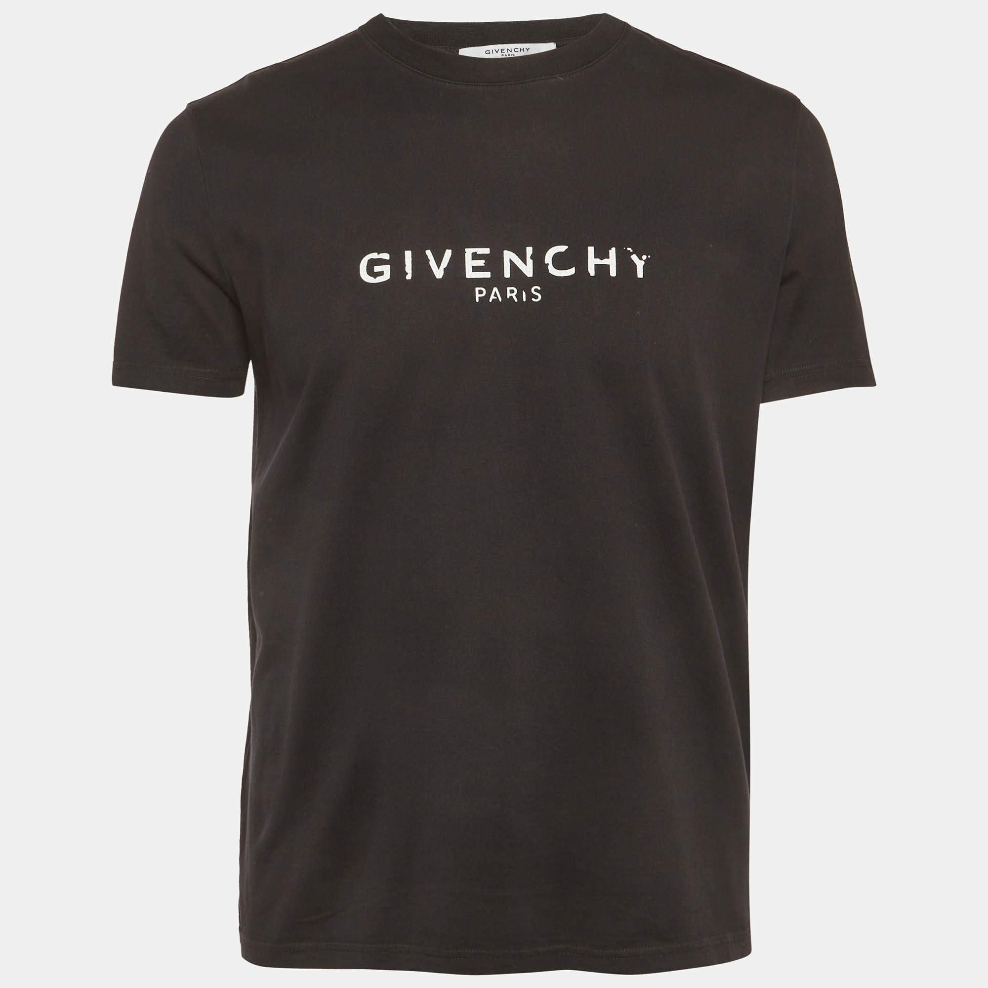Pre Owned Givenchy Black broken Logo Print Cotton T-Shirt M