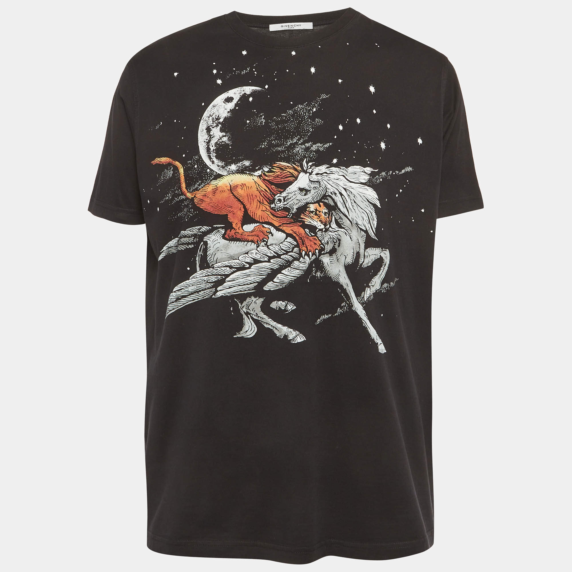 Pre Owned تي شيرت جيفنشي نصف كم قطن طباعة أسود مقاس متوسط