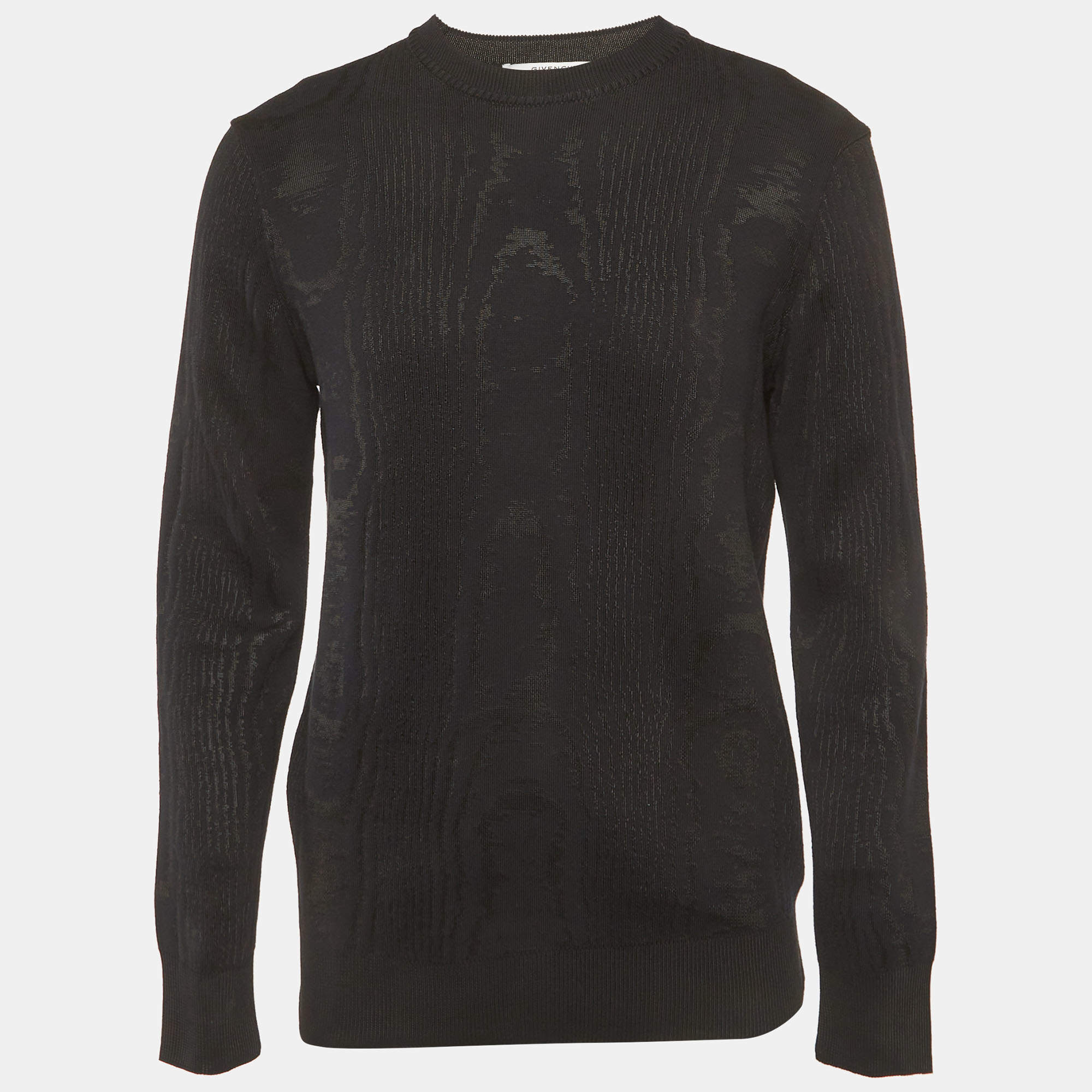 Pre Owned Givenchy Black Jacquard Knit Crewneck Sweatshirt M