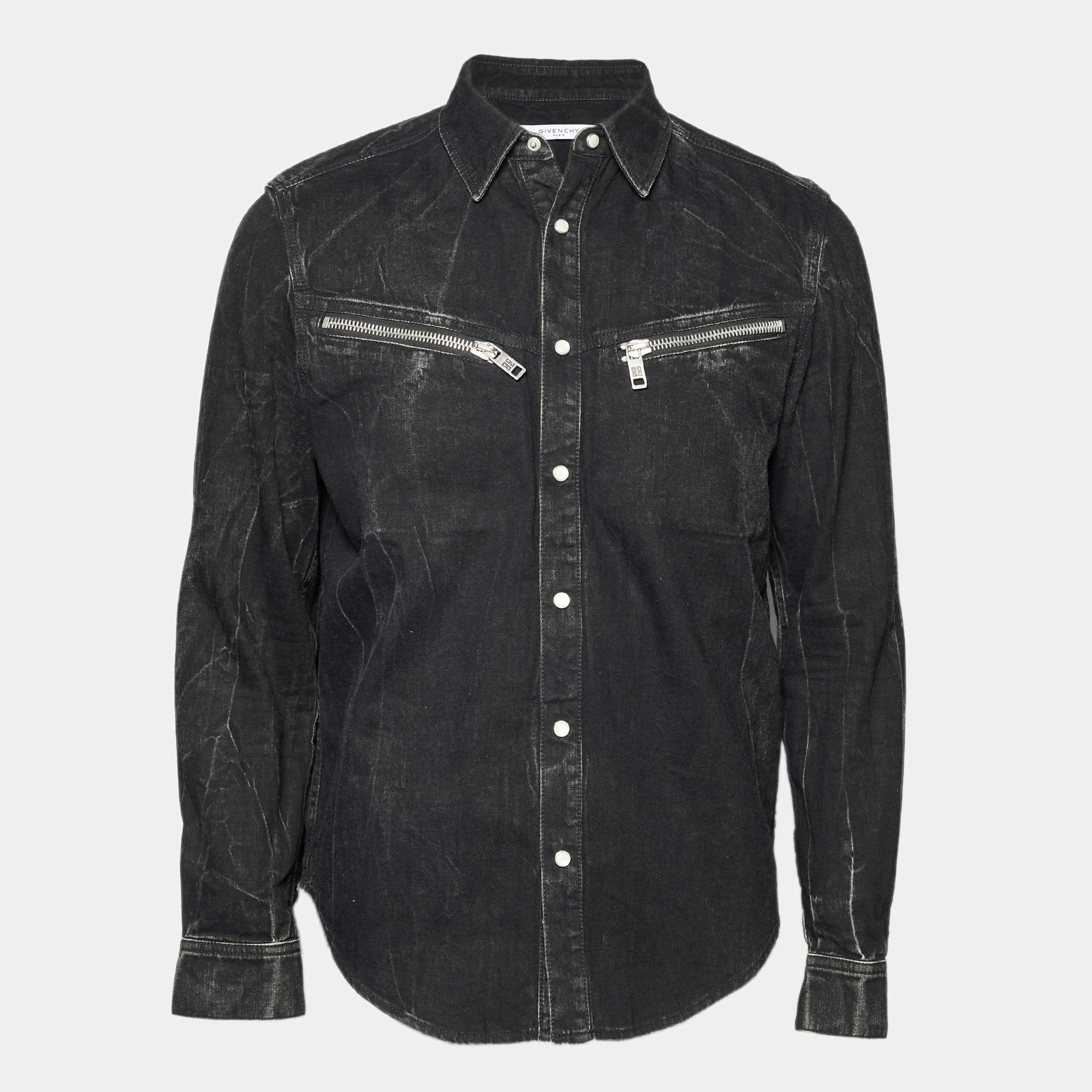 Pre Owned Givenchy Black Faded Effect Denim Shirt L