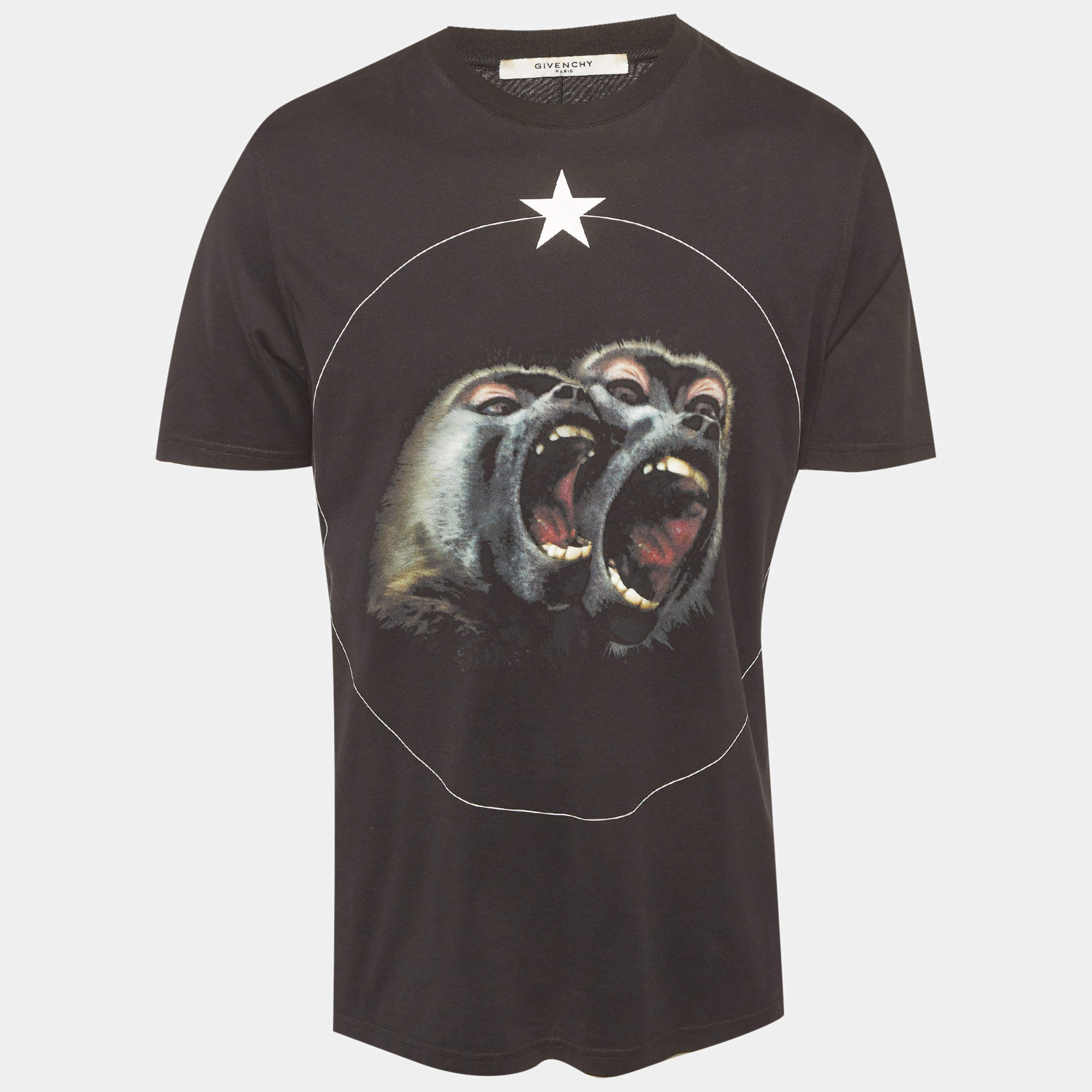 Pre Owned Givenchy Black Monkey Brothers Graphic Jersey T-Shirt S