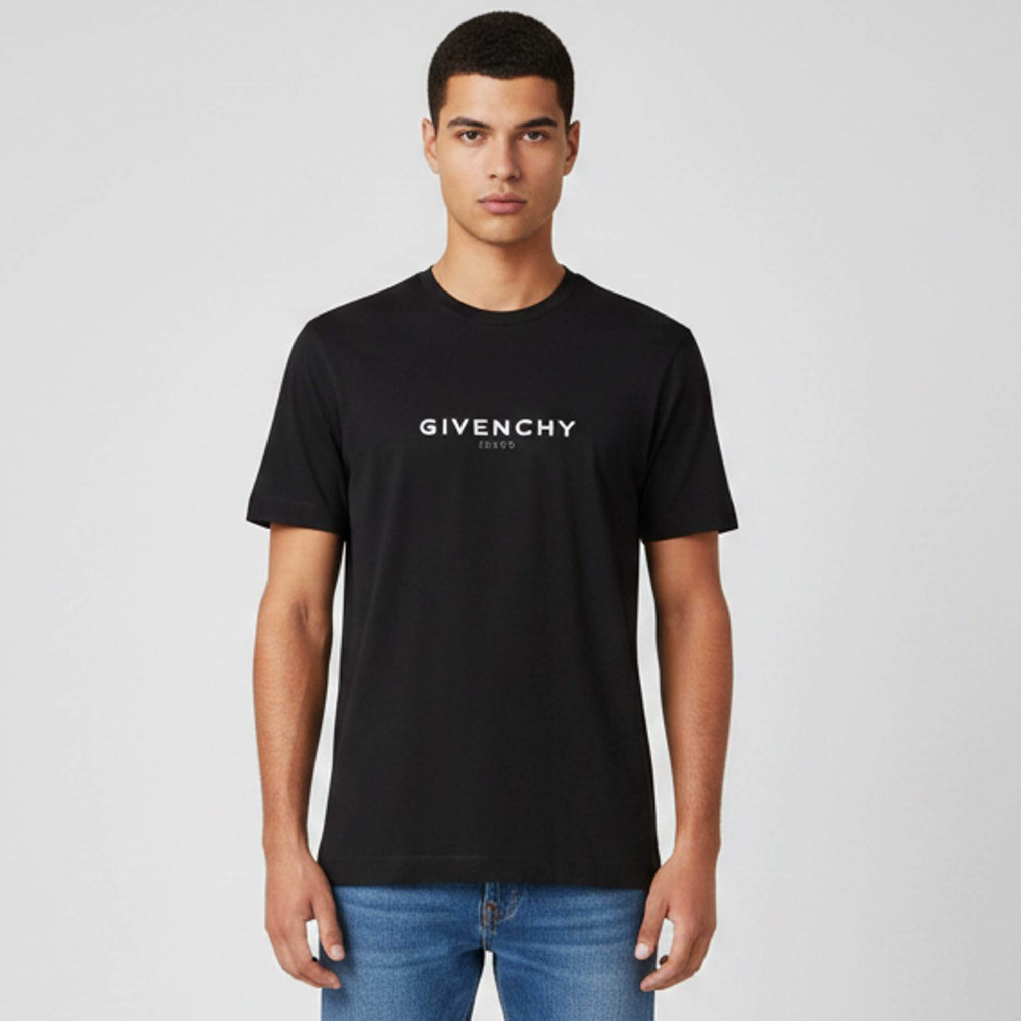 Pre Owned Givenchy Black Reversed Logo Graphic Oversized Jersey T-Shirt M