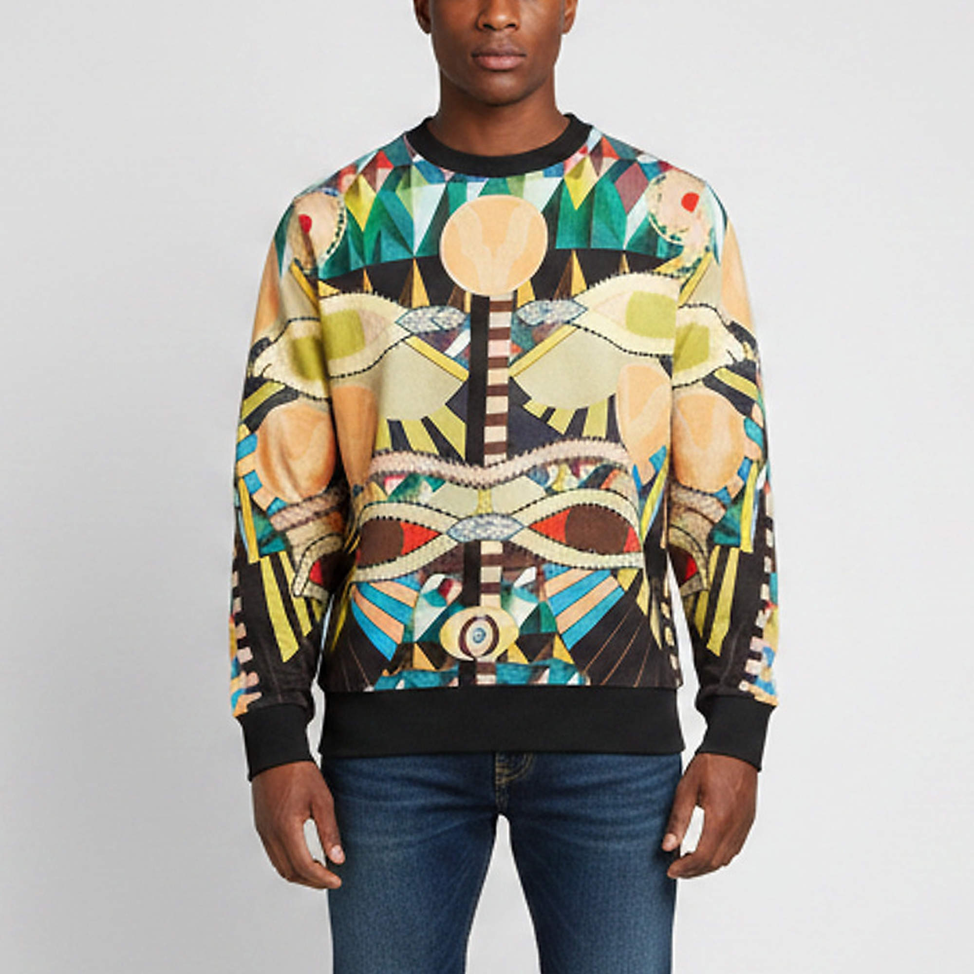 Pre Owned Givenchy Multicolor Abstract Print Cotton Knit Sweatshirt L
