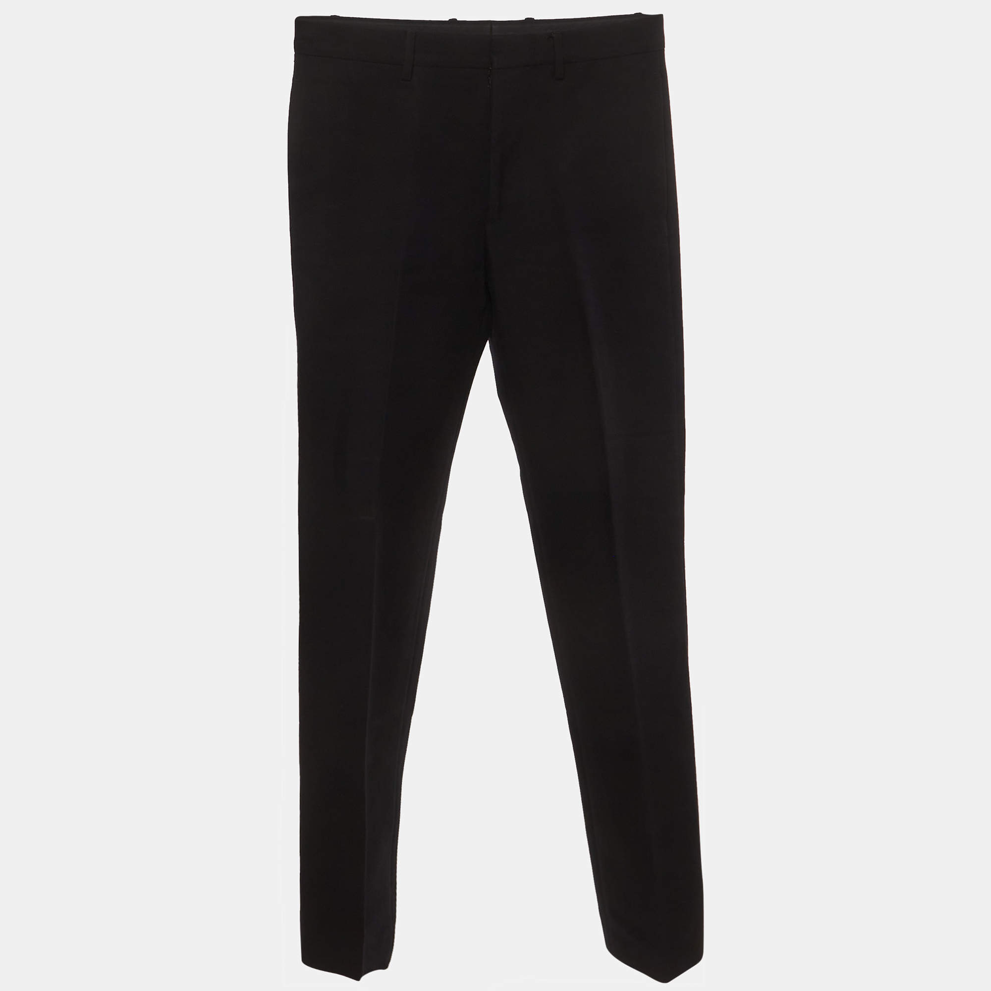 Pre Owned Givenchy Black Cotton Straight Leg Tailored Trousers S