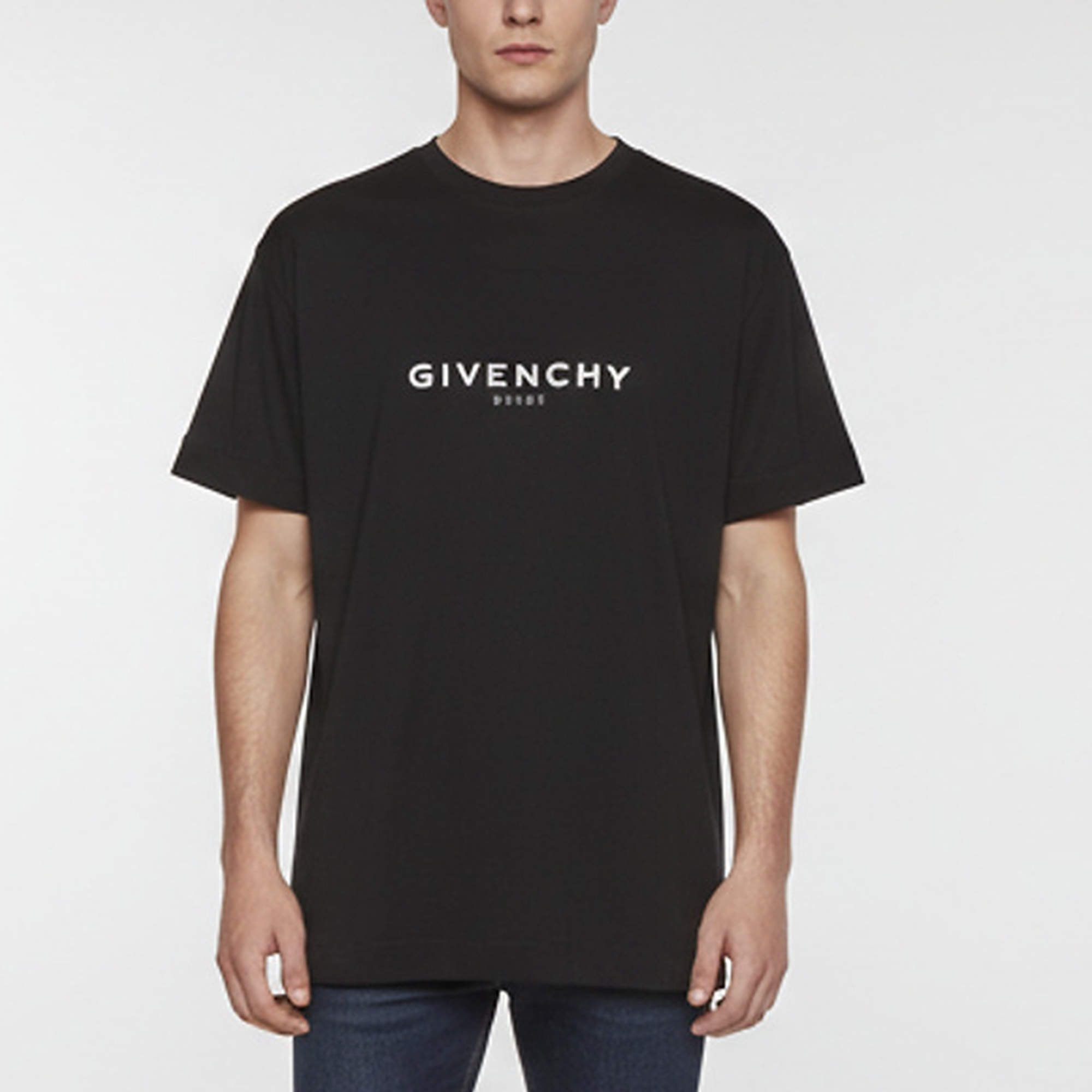 Pre Owned Givenchy Black Reverse Print Jersey Oversized T-Shirt L