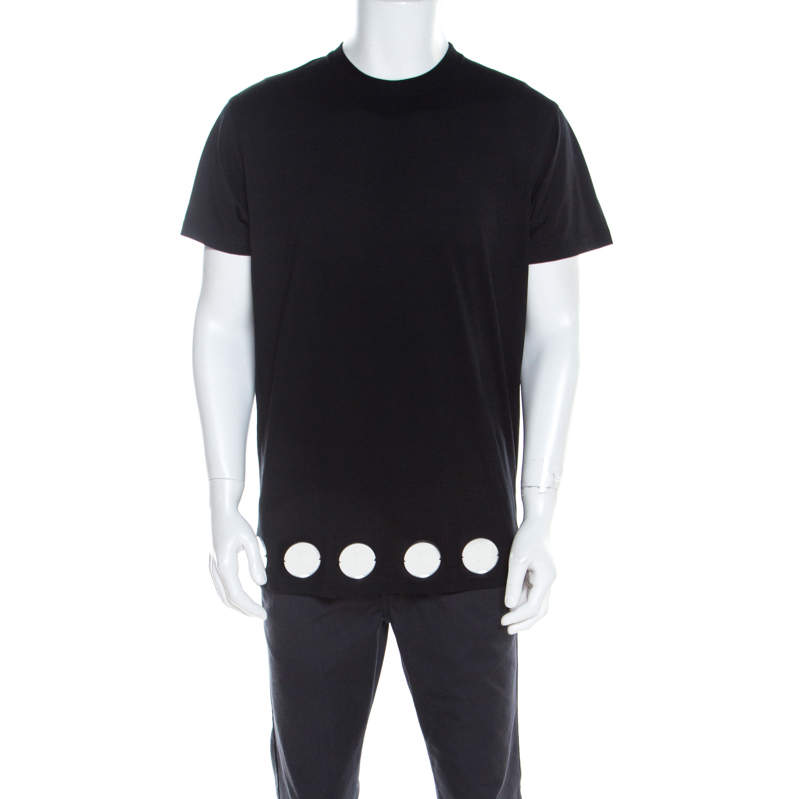 Pre Owned Givenchy Black Cotton Jersey Knit Circular Mirror Embellished Columbian Fit T-Shirt XXS