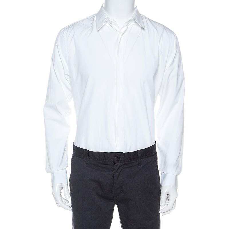 Pre Owned قميص جيفنشي أزرار أمامية قطن أبيض 3XL