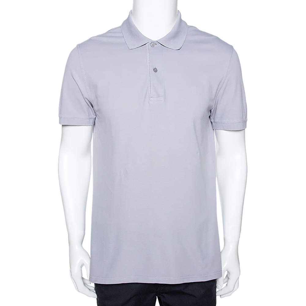 Pre Owned تي شيرت بولو جيفنشي نقش شعار بيك قطن رمادي L