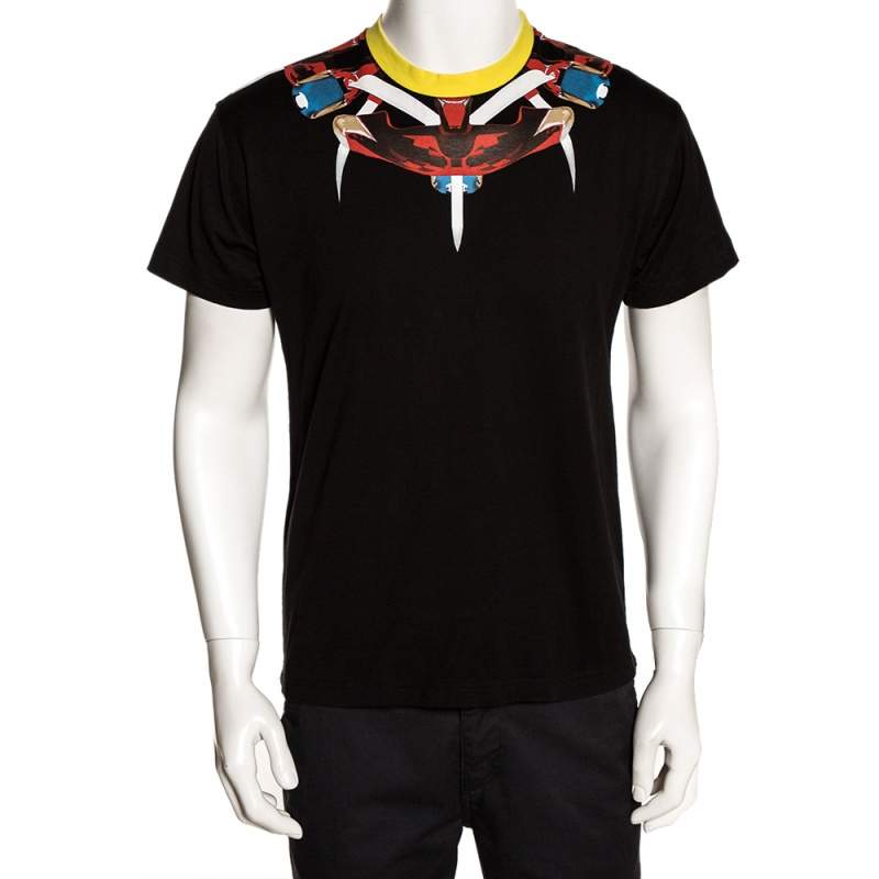 Givenchy Black Graphic Print Cotton Contrast Collar T-Shirt M