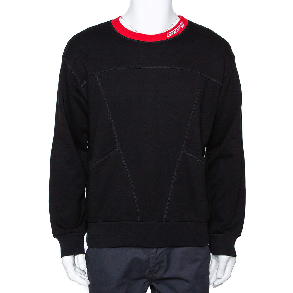 مملوكة مسبقًا سويتشيرت جيفنشي رقعة جلد قطن تطريز شعار أسود M