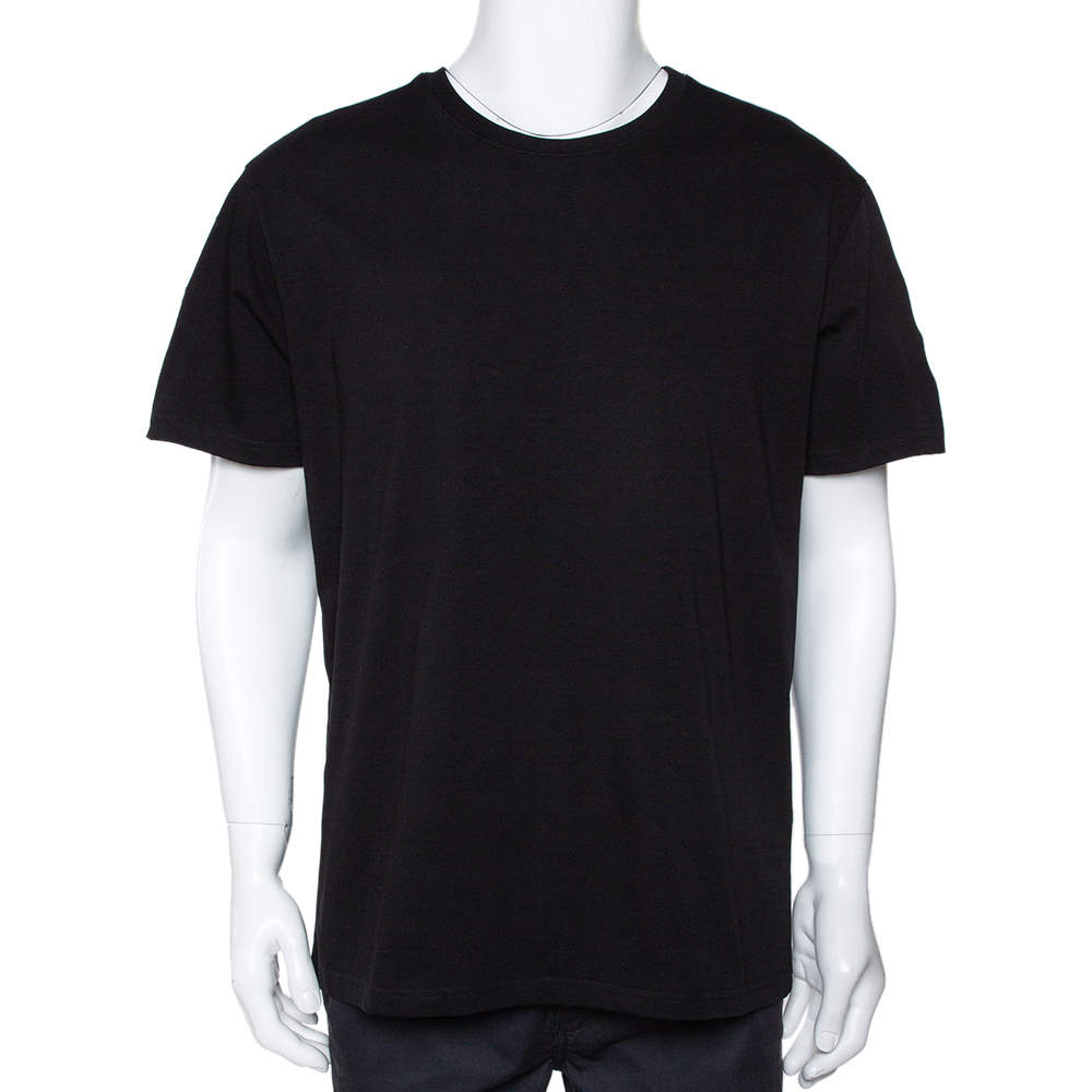 【送料&関税込】Givenchy Black Crewneck T-shirt Givenchy Black Cotton Logo Tape Sleeve Detail Crew Neck T