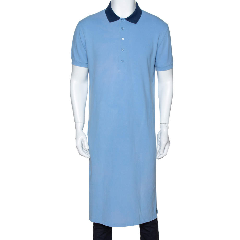 Givenchy Lilac Blue Cotton Pique Mid Length Polo T Shirt S