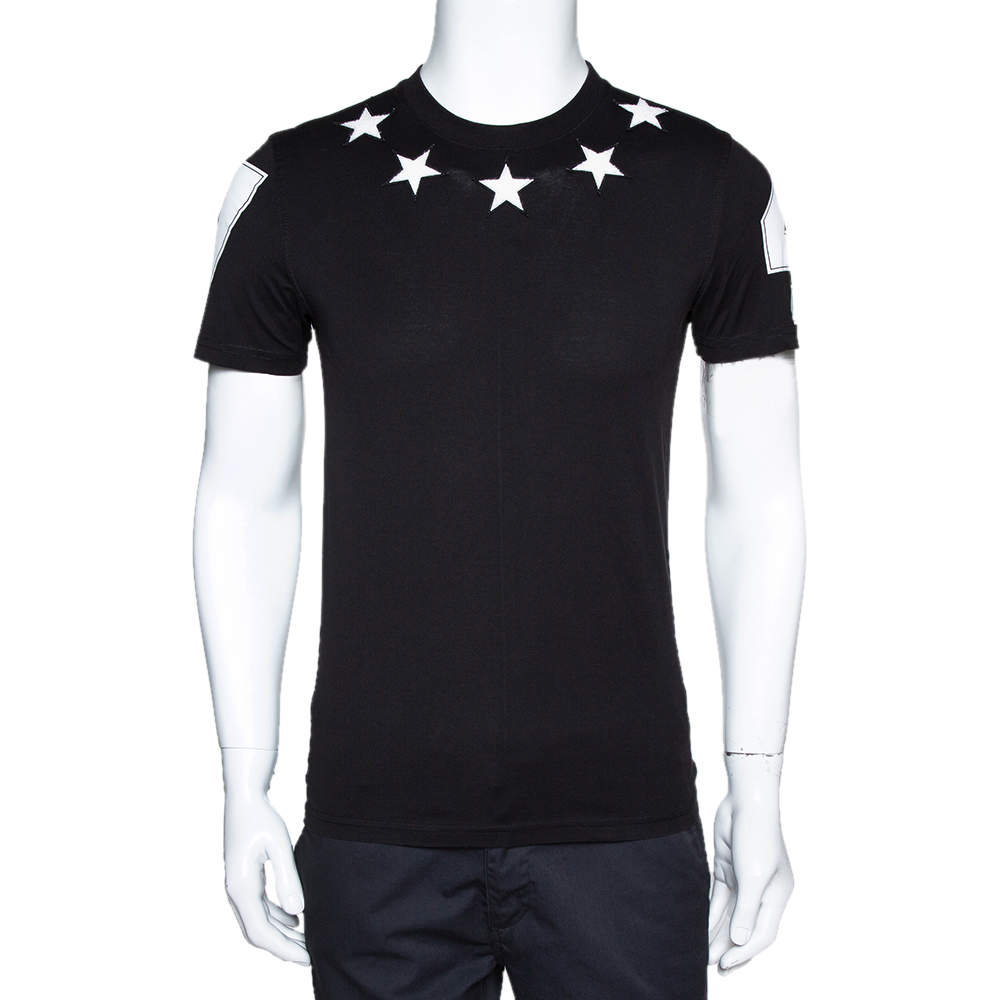 Pre Owned Givenchy Black Cotton Star Applique T Shirt XS 