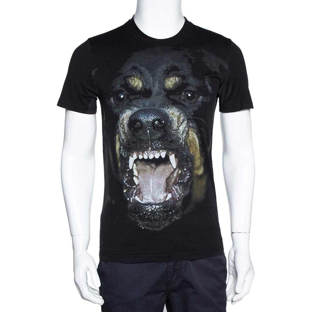 Givenchy Black Rottweiler Print Cotton Cuban Fit T-Shirt XS Givenchy | TLC