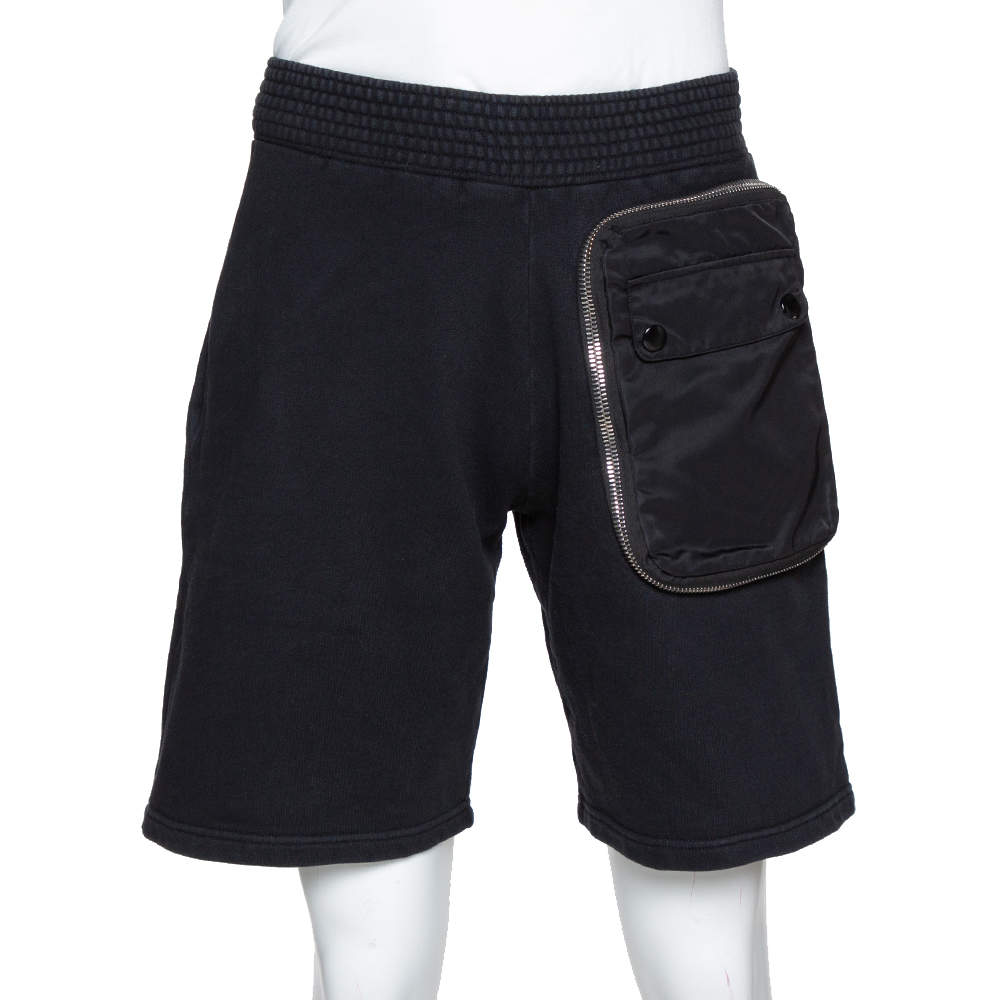 Givenchy Black Cotton Rib Knit Bomber Zip Shorts XS