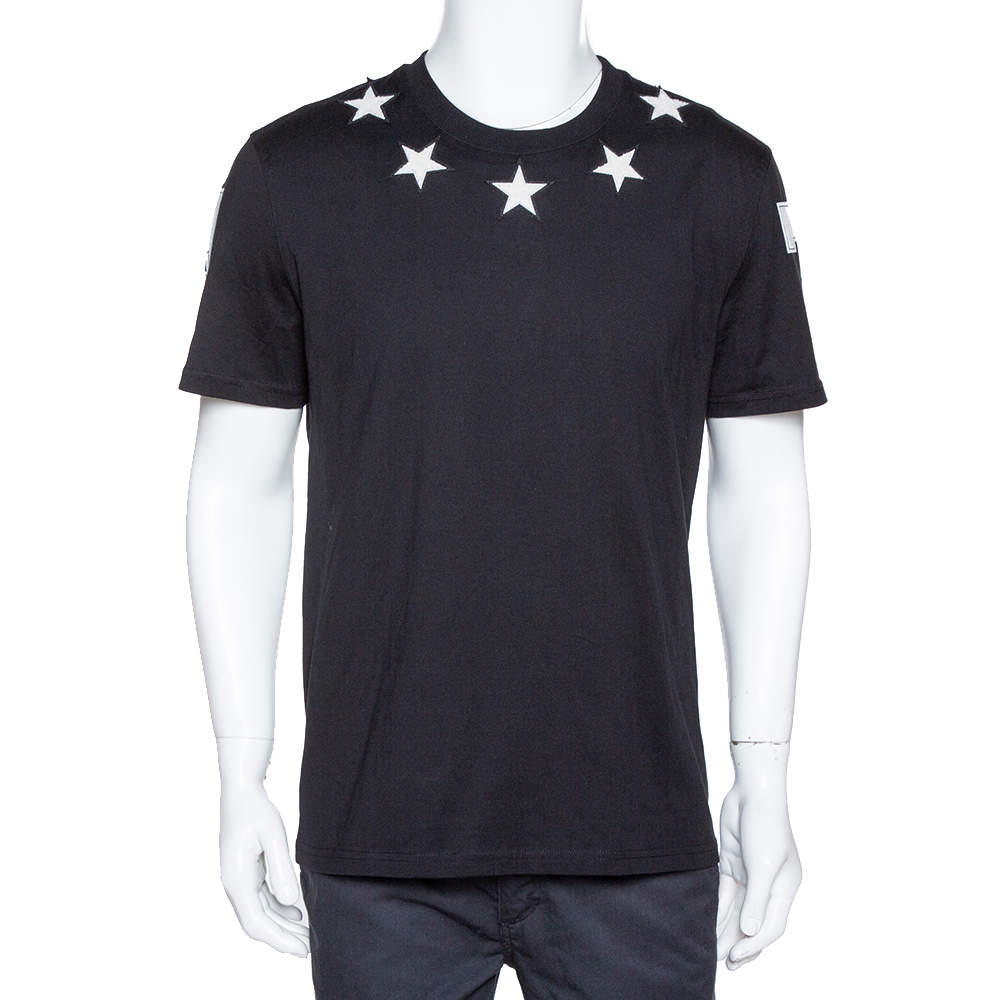Givenchy Black Cotton Star Patch Crew Neck T-Shirt XL