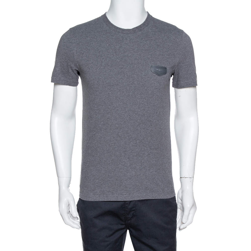 Pre Owned Givenchy Dark Grey Melange Cotton Cuban Fit T-Shirt S