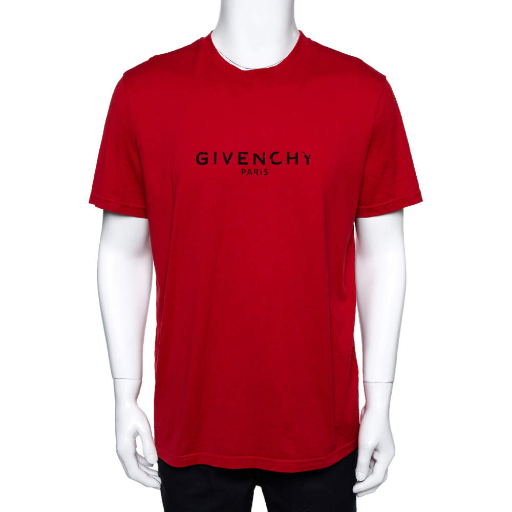 Givenchy Red Cotton Jersey Logo Print Slim Fit T-Shirt XL Givenchy | TLC